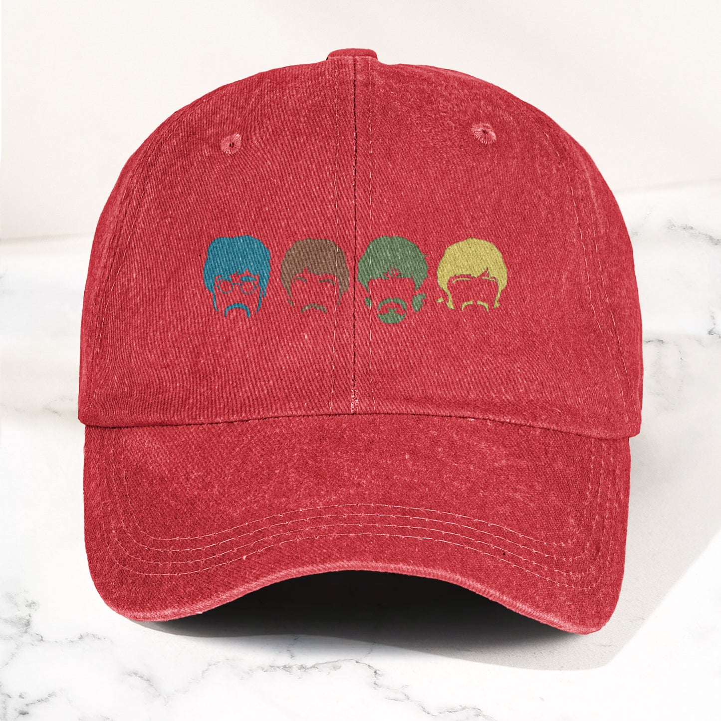 The Fabulous Four Faces Denim Cap – Retro The Beatles Tribute Merch Dad Hat (With Box)