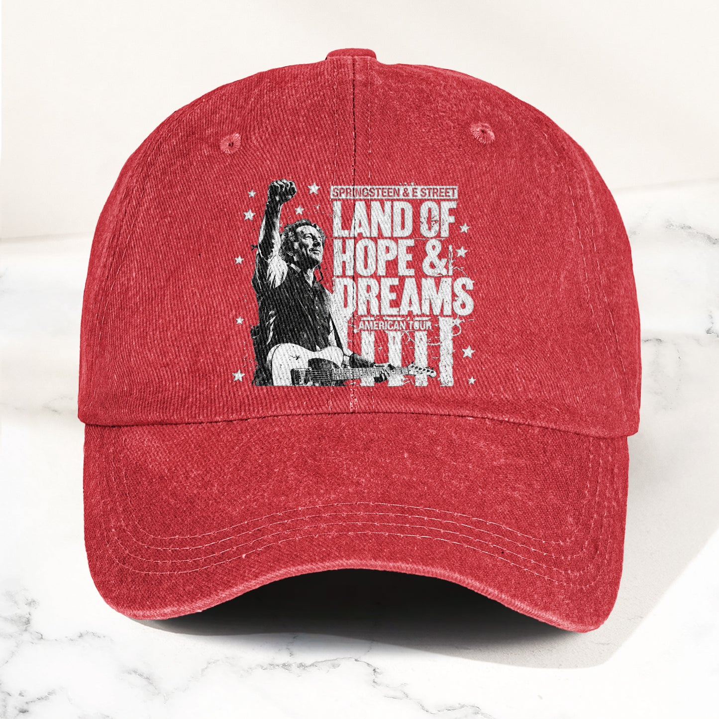 Bruce Springsteen Land of Hope & Dreams American Tour Denim Cap – Retro Rock Music Fan Cap (With Box)