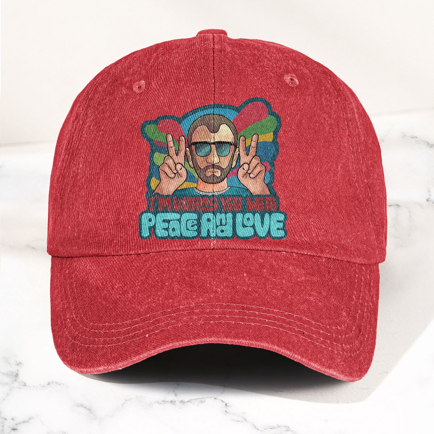 Beatles Ringo Starr Warning You With Peace and Love Denim Cap – Retro Rock Music Fan Cap (With Box)