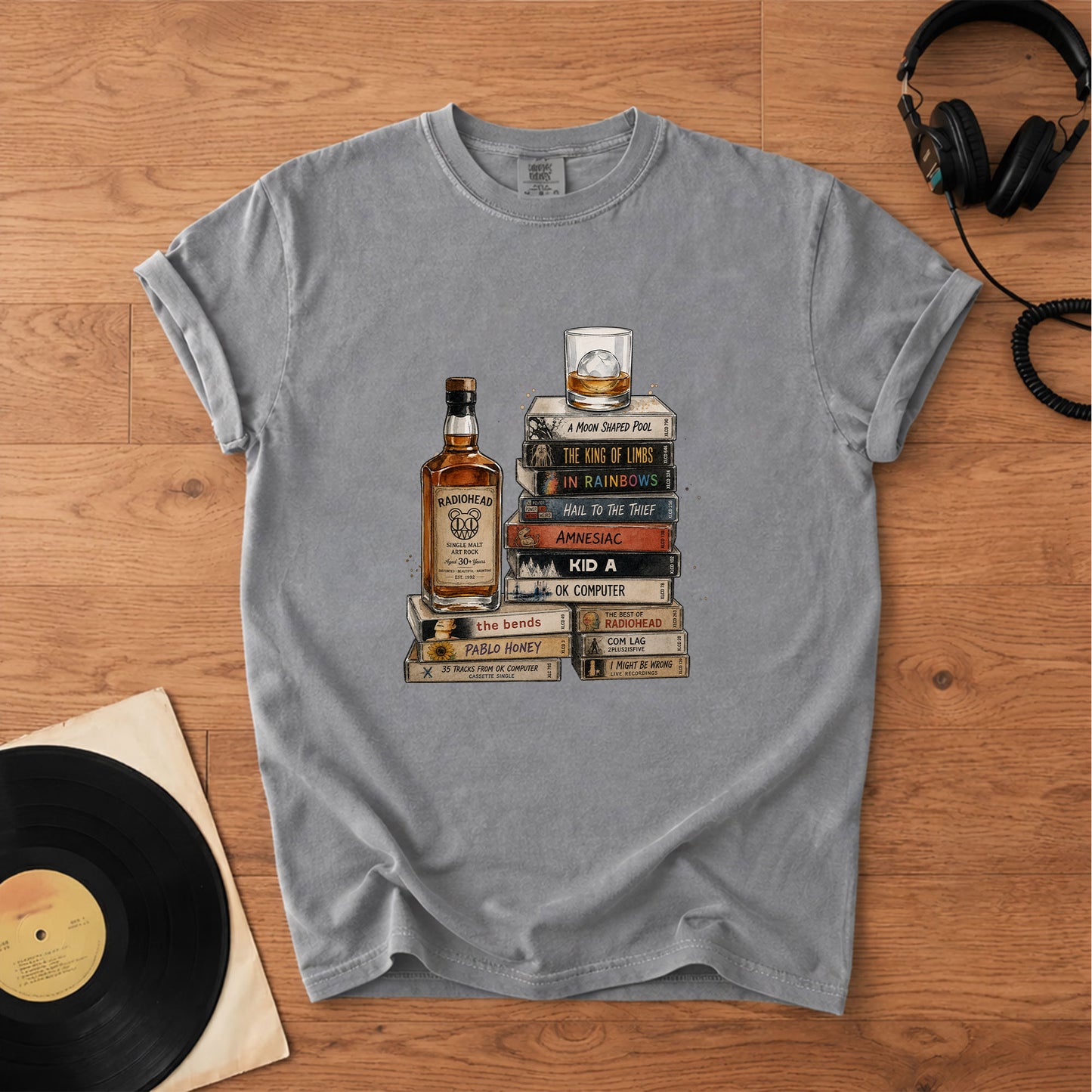 Radiohead Cassette Album Collection Vintage T-Shirt – Retro Rock Music Radiohead Merch Tee