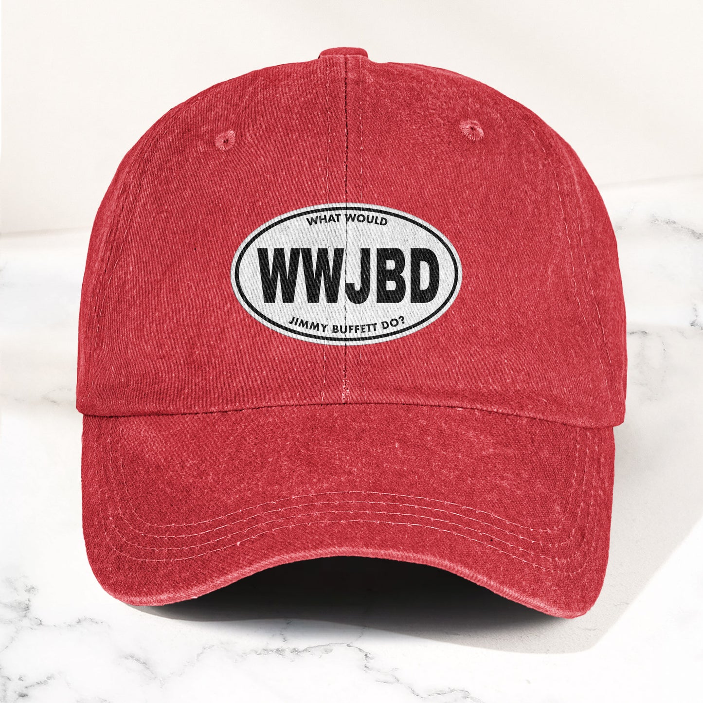 WWJBD Denim Cap – Retro Jimmy Buffett Inspired Dad Hat (With Box)