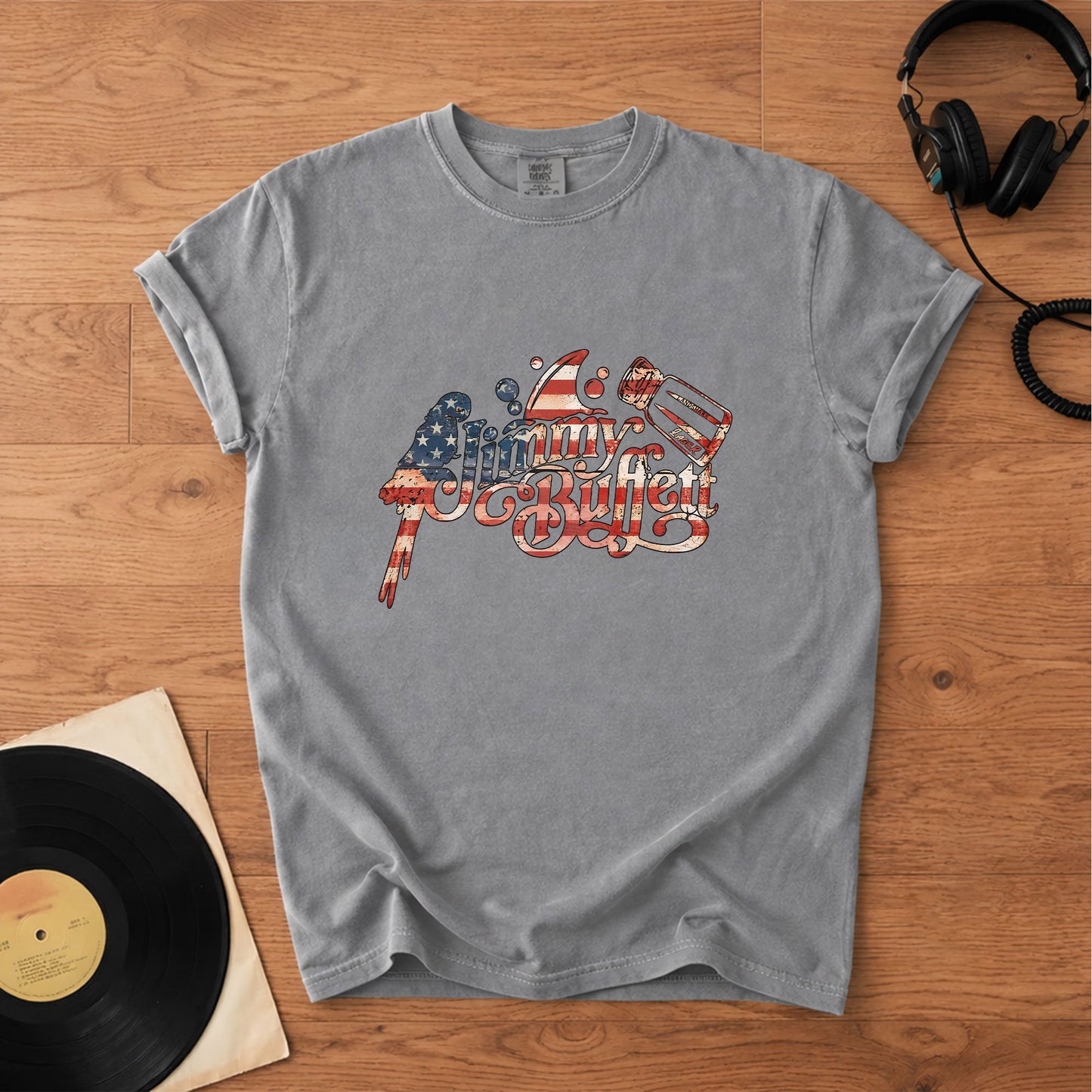 Jimmy Buffett Patriotic American Flag Graphic 4th of July T-Shirt – Retro Rock Metal Music Fan Merch Tee