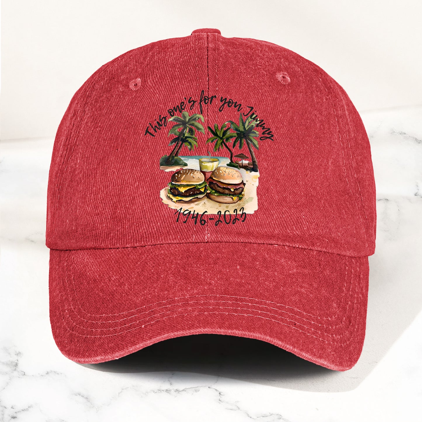 Jimmy Buffett Tribute Denim Dad Cap – "This One’s For You Jimmy" Vintage Hat