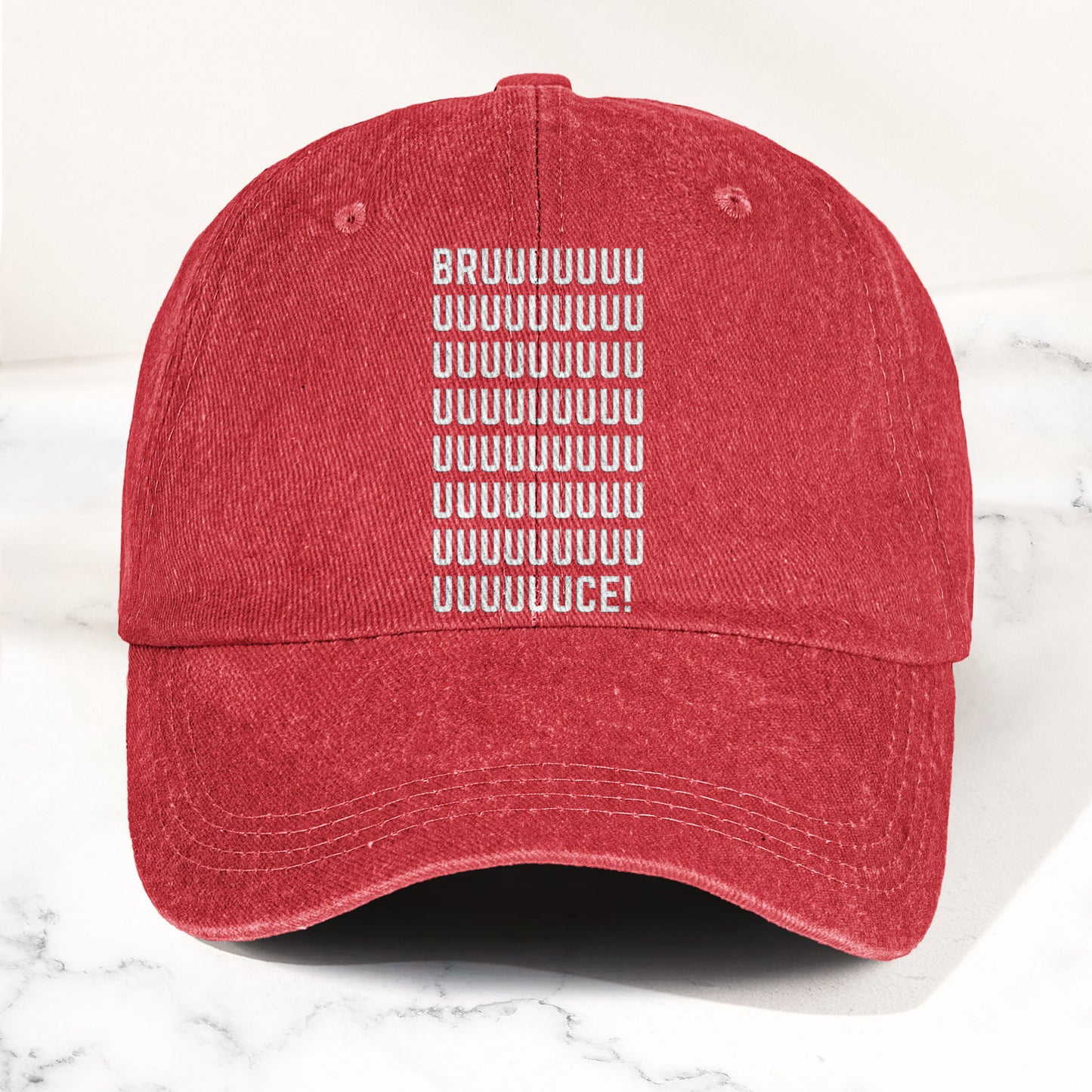 Bruce Springsteen BRUUUUCE! Text Denim Cap – Retro Rock Music Fan Cap (With Box)