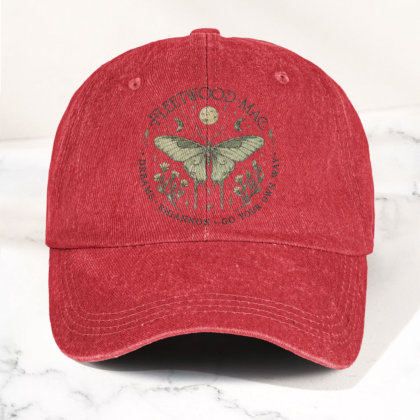 Fleetwood Mac Butterfly Mystical Graphic Vintage Denim Cap – Retro Dad Cap (With Box)