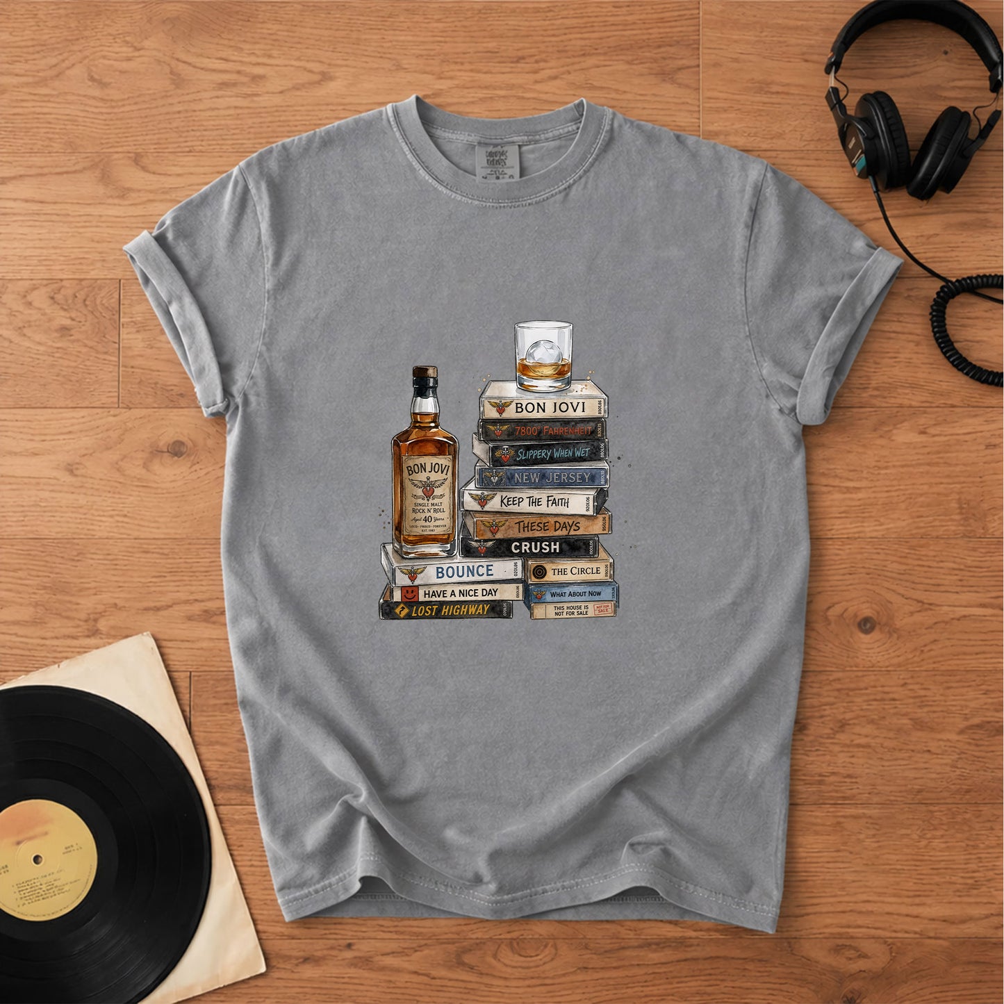Bon Jovi Cassette Album Collection T-Shirt – Retro Music Bon Jovi Merch Tee