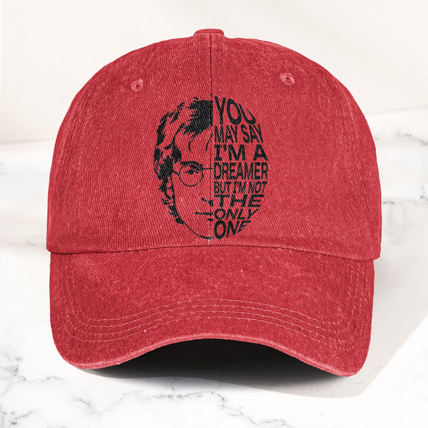 John Lennon You May Say I'm A Dreamer But I'm Not The Only One Denim Cap – Retro Rock Music Fan Cap Gift For Dad (With Box)