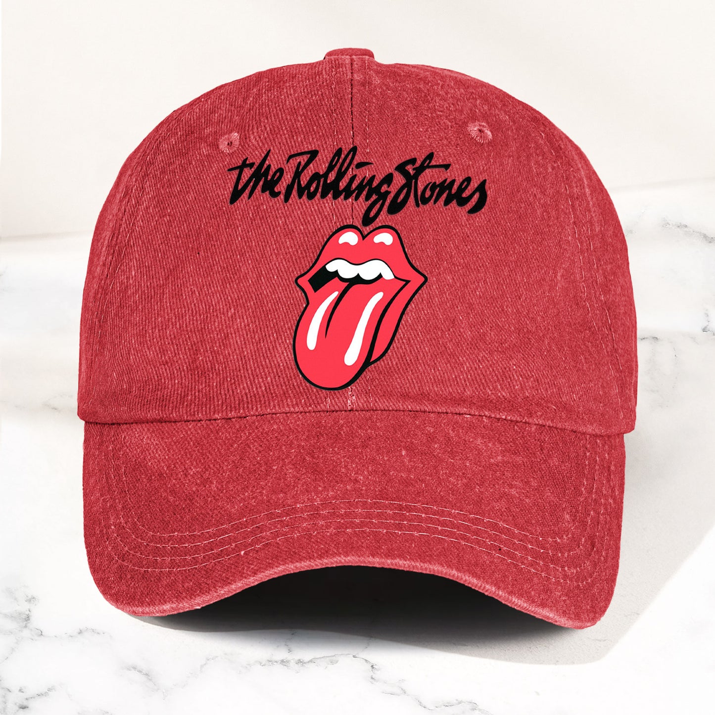 The Rolling Stones Denim Dad Cap – Classic Tongue Logo Design ( With BOX)