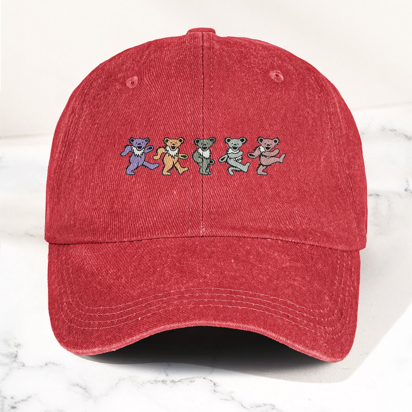 Grateful Dead Pastel Dancing Bears Denim Cap – Vintage Music Grateful Dead Merch Gift for Dad (With Box)