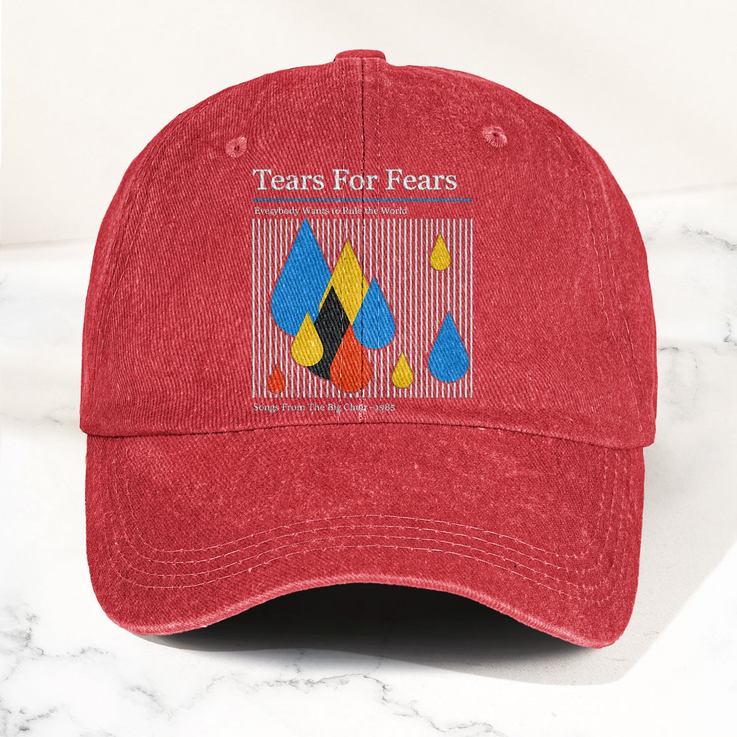 Tears for Fears Songs from the Big Chair 1985 Graphic Denim Cap – Retro Rock Music Fan Cap (With Box)