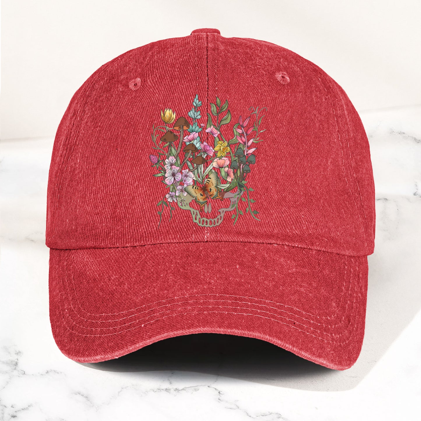 Grateful Dead Denim Dad Cap – Stealie Botanical Butterflies Design ( With BOX)