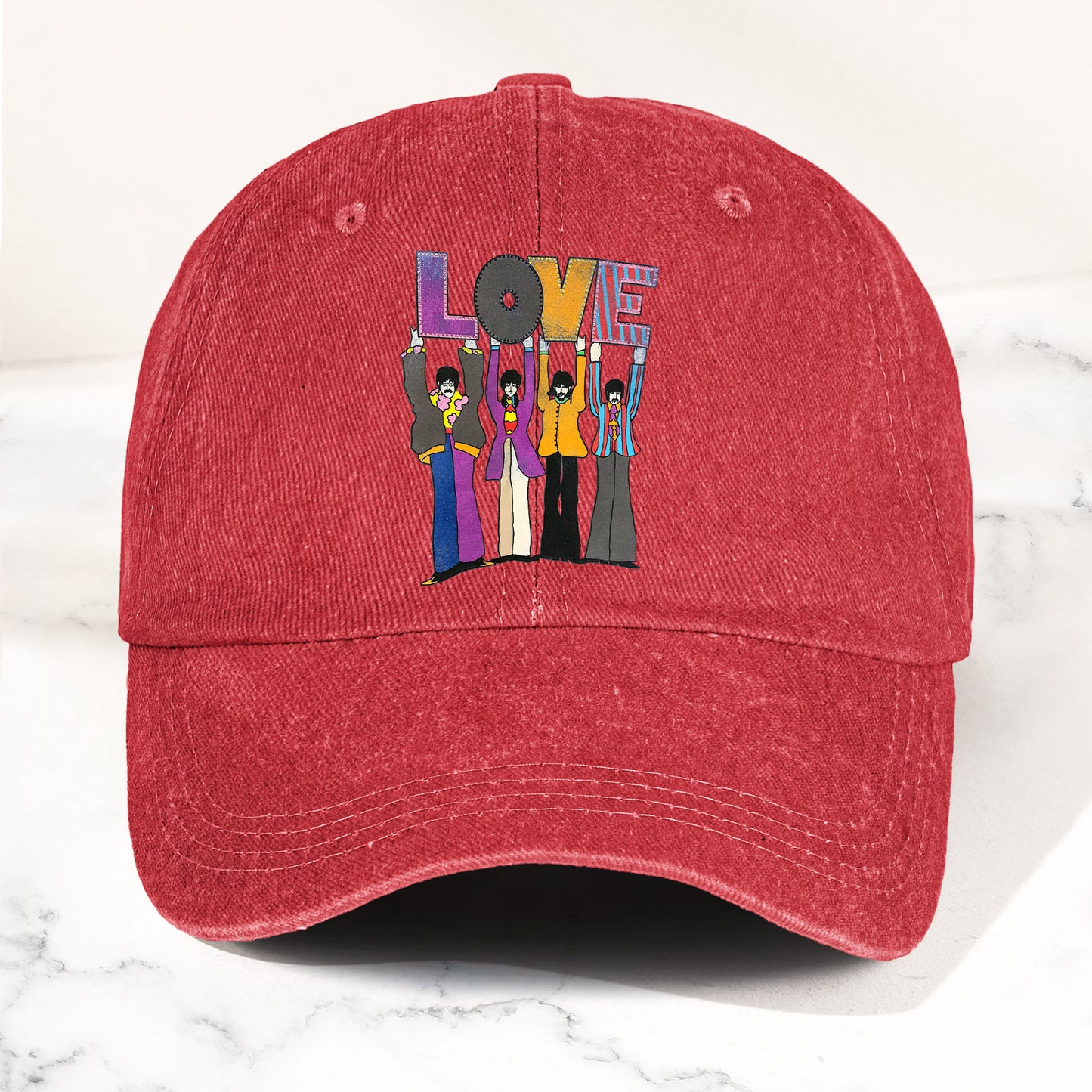 The Beatles Denim Dad Cap – LOVE Album Inspired Design (With BOX)
