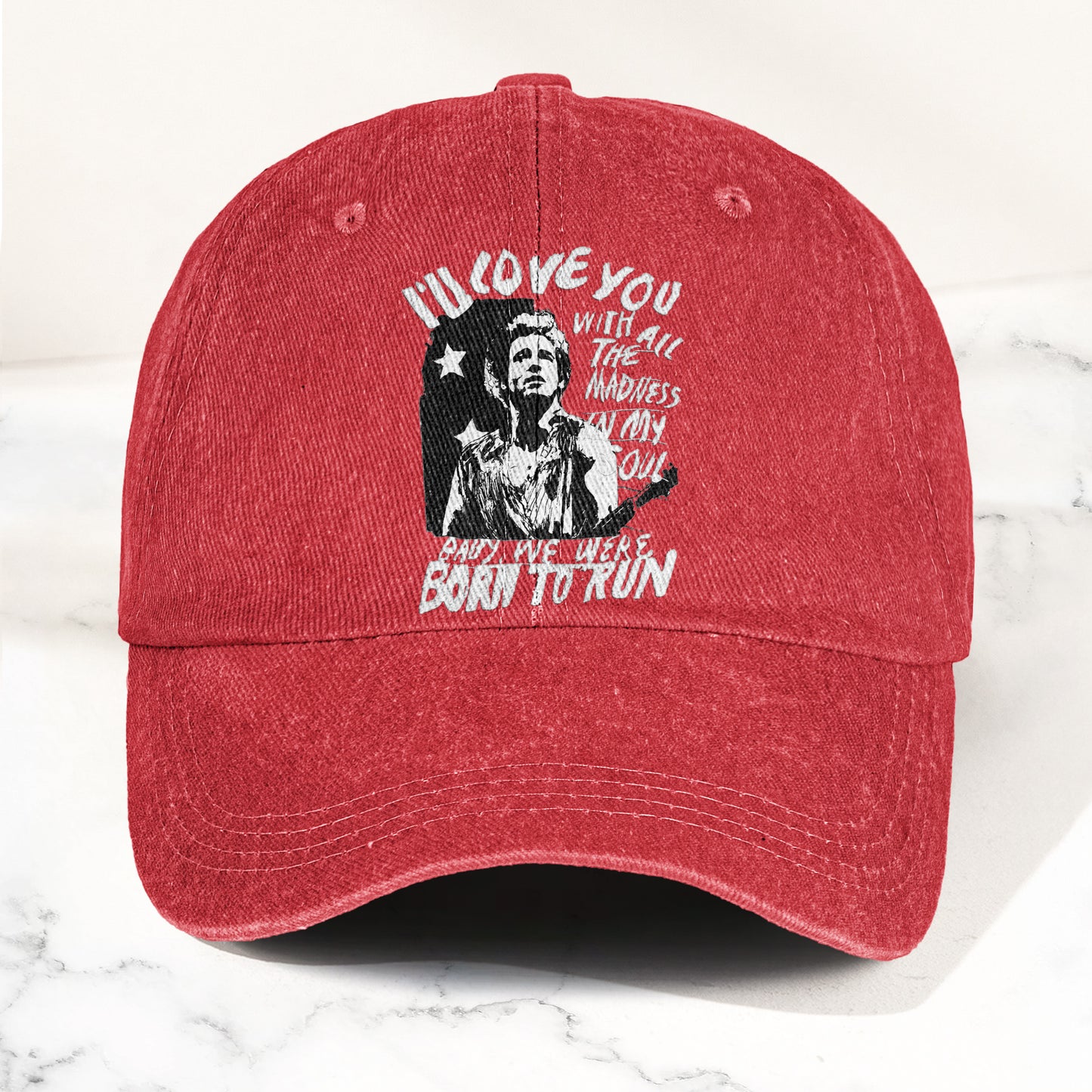 Bruce Springsteen Born to Run Lyrics Denim Cap – Retro Rock Music Fan Cap (With Box)