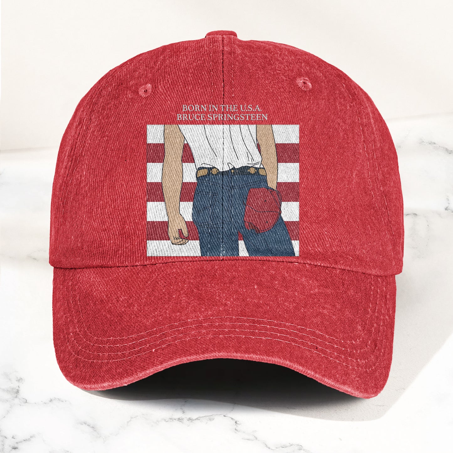 Born in the U.S.A  Bruce Springsteen Denim Cap – Retro Music Fan Merch Cap Gift For Dad (With Box)