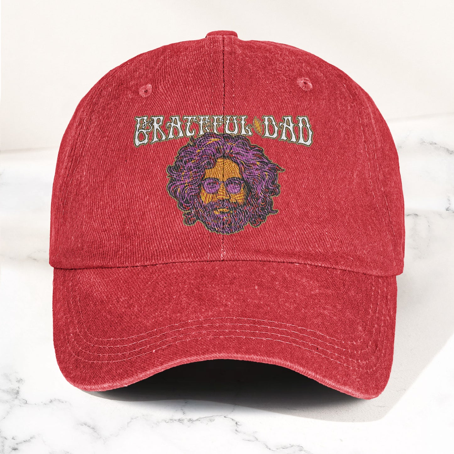 Grateful Dead Jerry Garcia Illustration Denim Cap – Retro Vintage Dad Cap Gift For Dad Father's Day Gift (With Box)