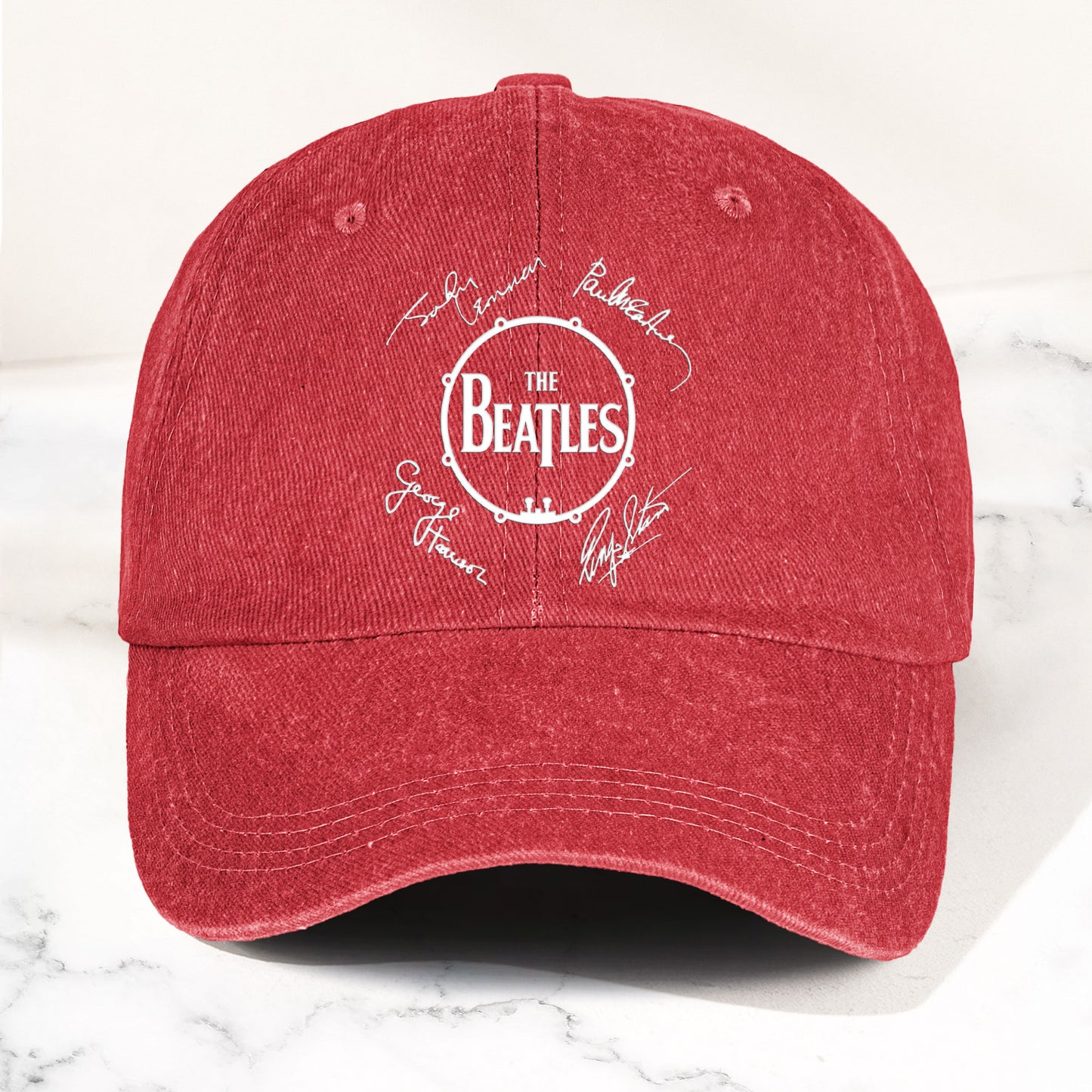 The Beatles Denim Dad Cap – Classic Drum Logo Signature Design ( With BOX)