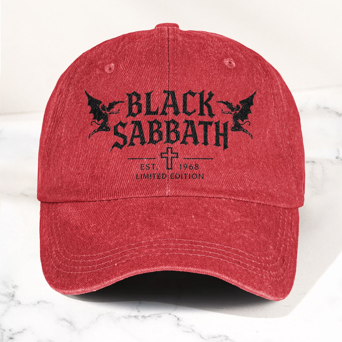 Black Sabbath Band Logo Est 1968 Denim Cap – Retro Vintage Dad Cap Gift For Dad (With Box)