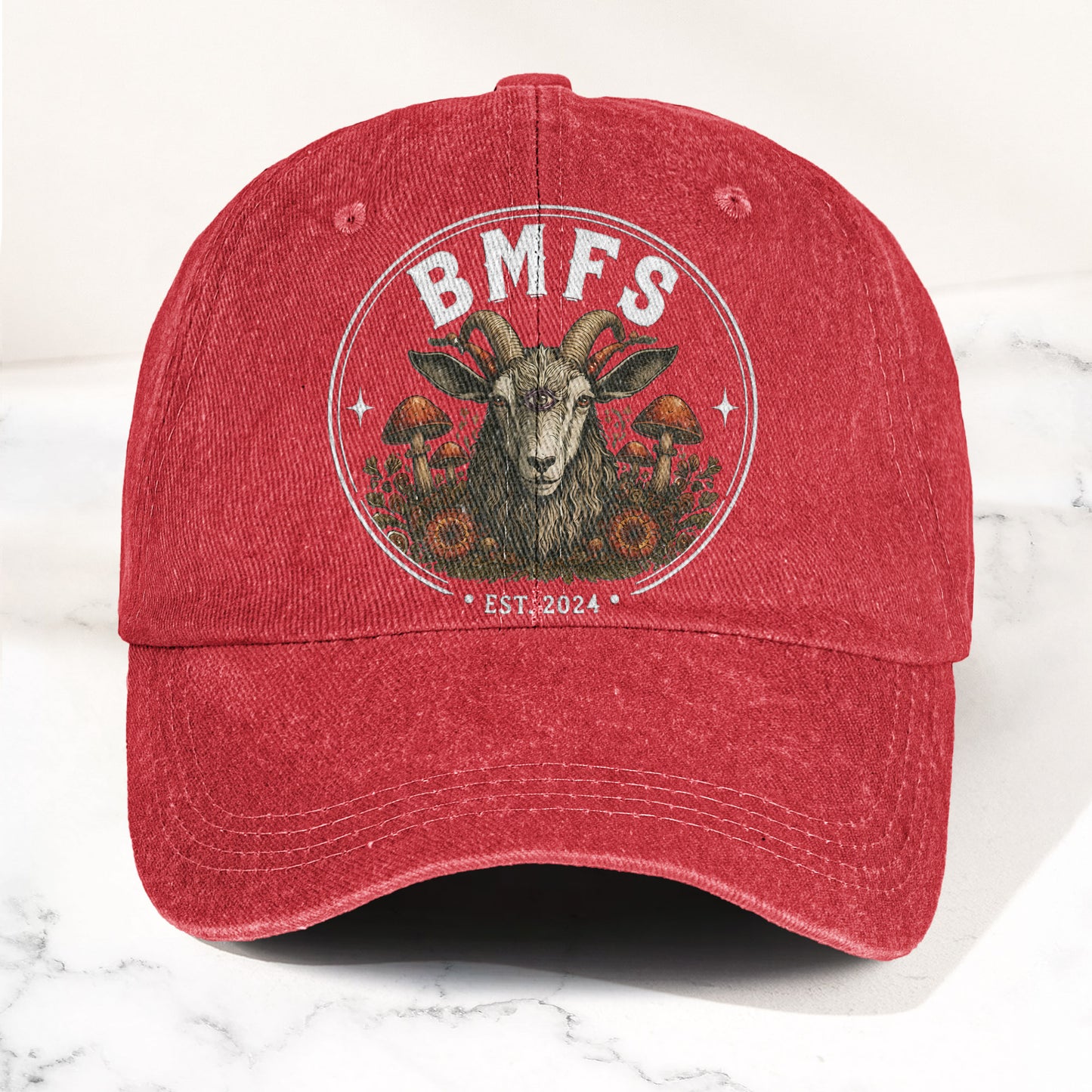 Billy Strings BMFS Goat Three Eyed Goat Mushroom Vintage Graphic Denim Cap – Retro Vintage Dad Cap Gift For Dad (With Box)