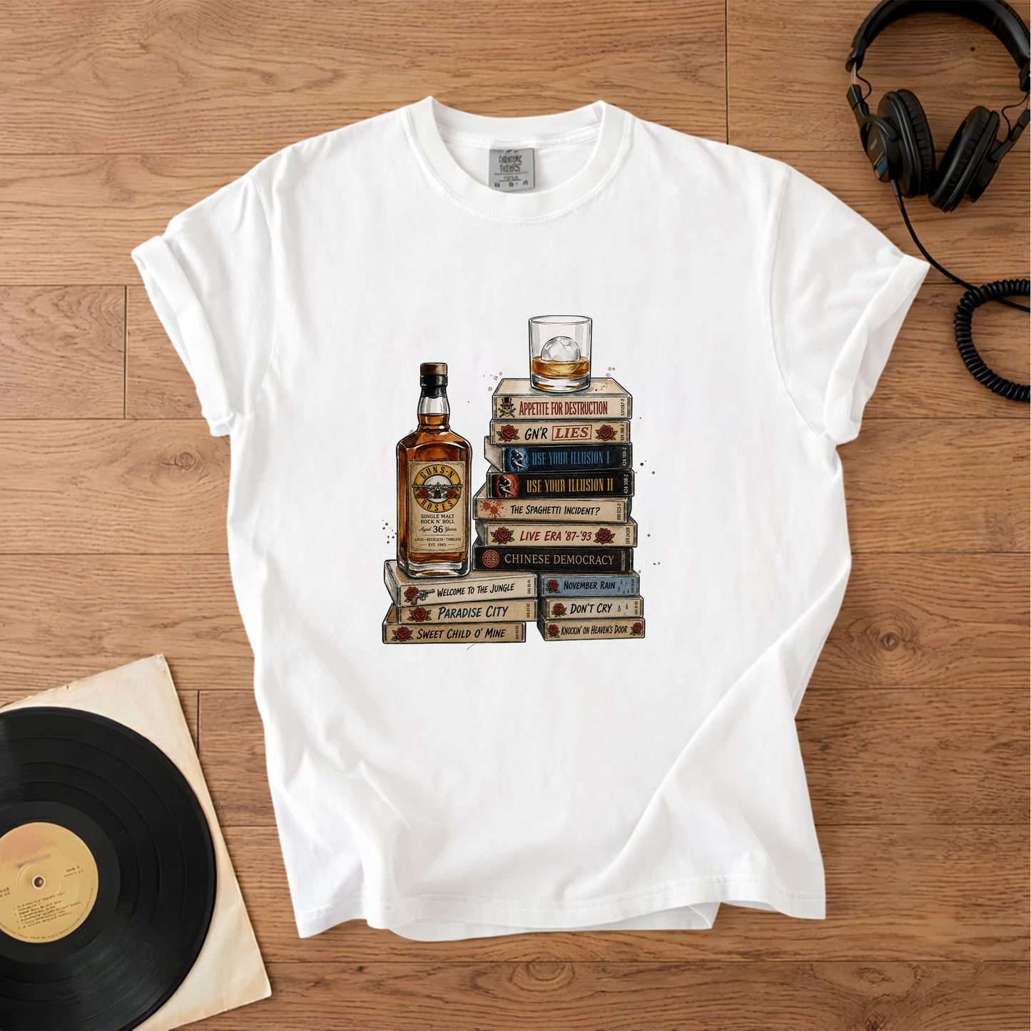 Guns N' Roses Cassette Album Collection T-Shirt – Retro Music Guns N' Roses Merch Tee