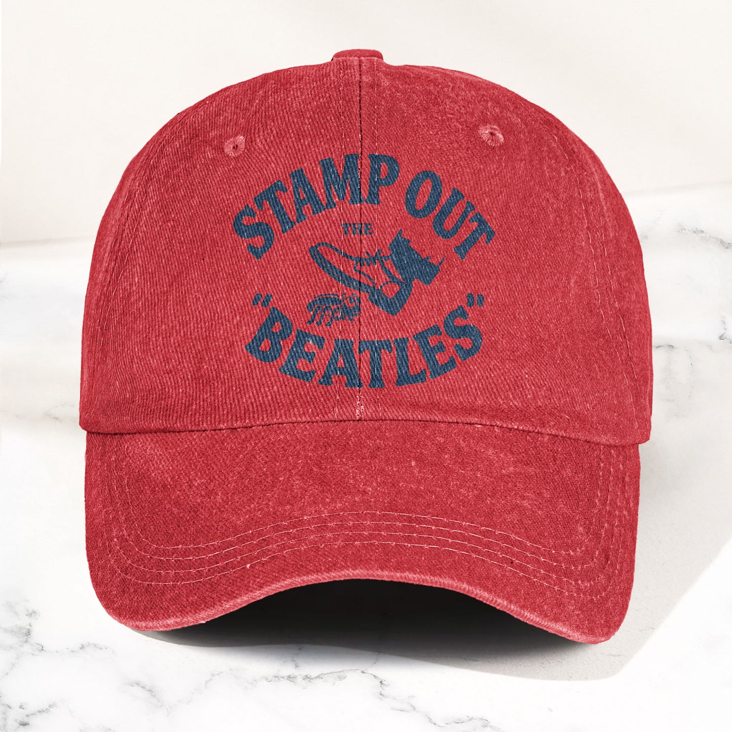 The Beatles Stamp Out Vintage 1960s Satire Graphic Music Merch Denim Cap – Retro Vintage Dad Cap Gift For Dad (With Box)