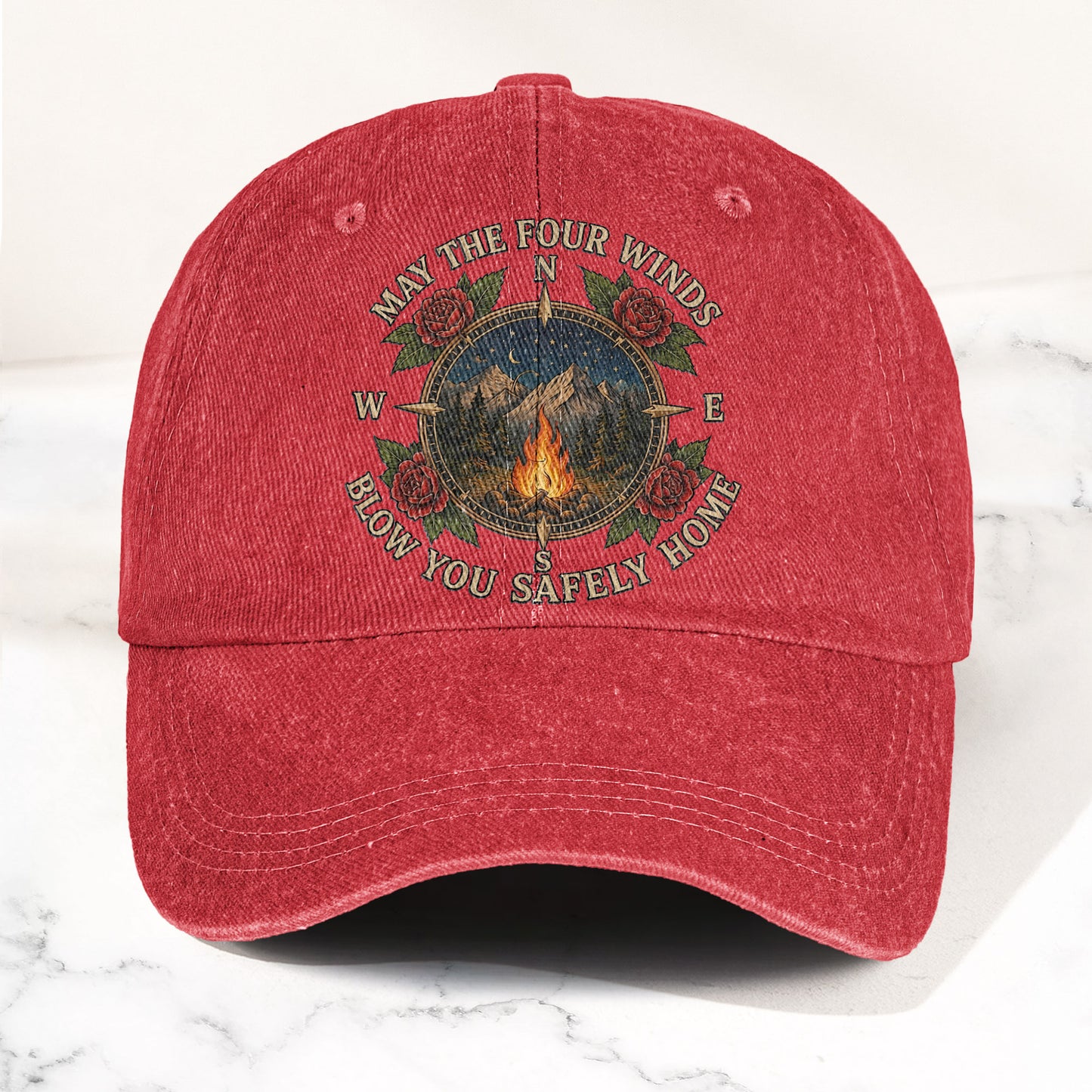 Grateful Dead Franklin's Tower May The Four Winds Blow You Safely Home Campfire Nature Denim Cap – Retro Vintage Dad Cap Gift For Dad (With Box)