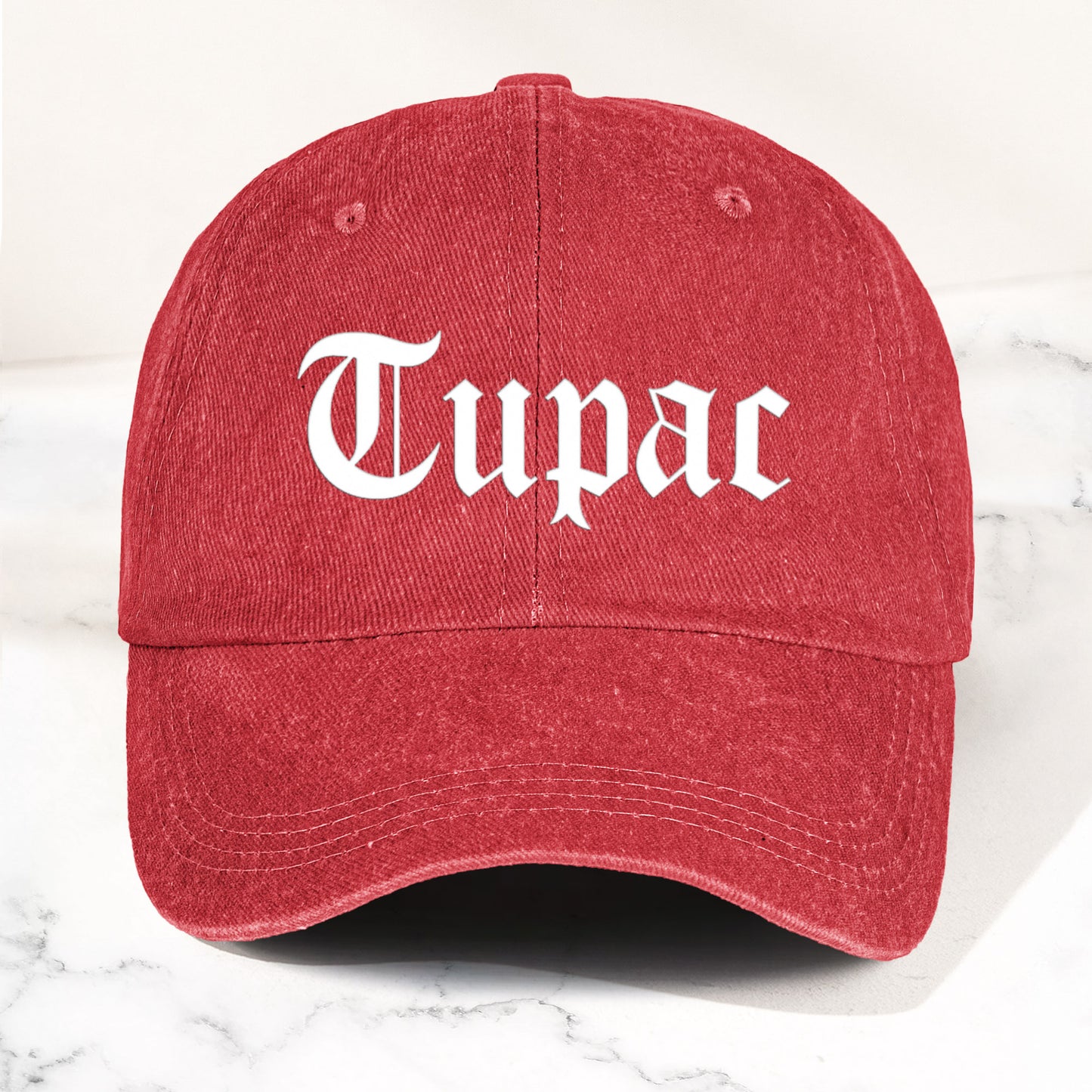 2Pac Denim Dad Cap – Classic Old English Logo Design ( With BOX)
