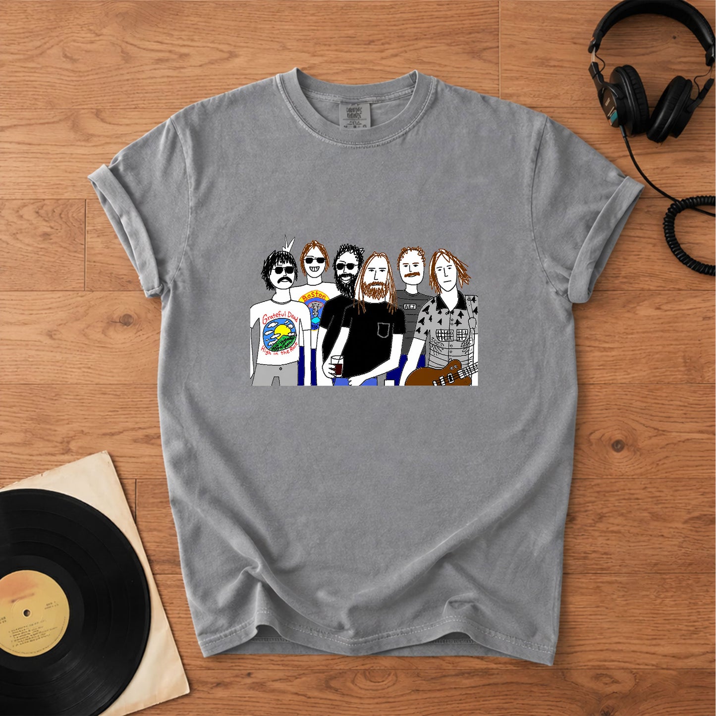 Grateful Dead Inspired Band Cartoon Graphic T-Shirt – Retro Rock Music Band Merch Tee