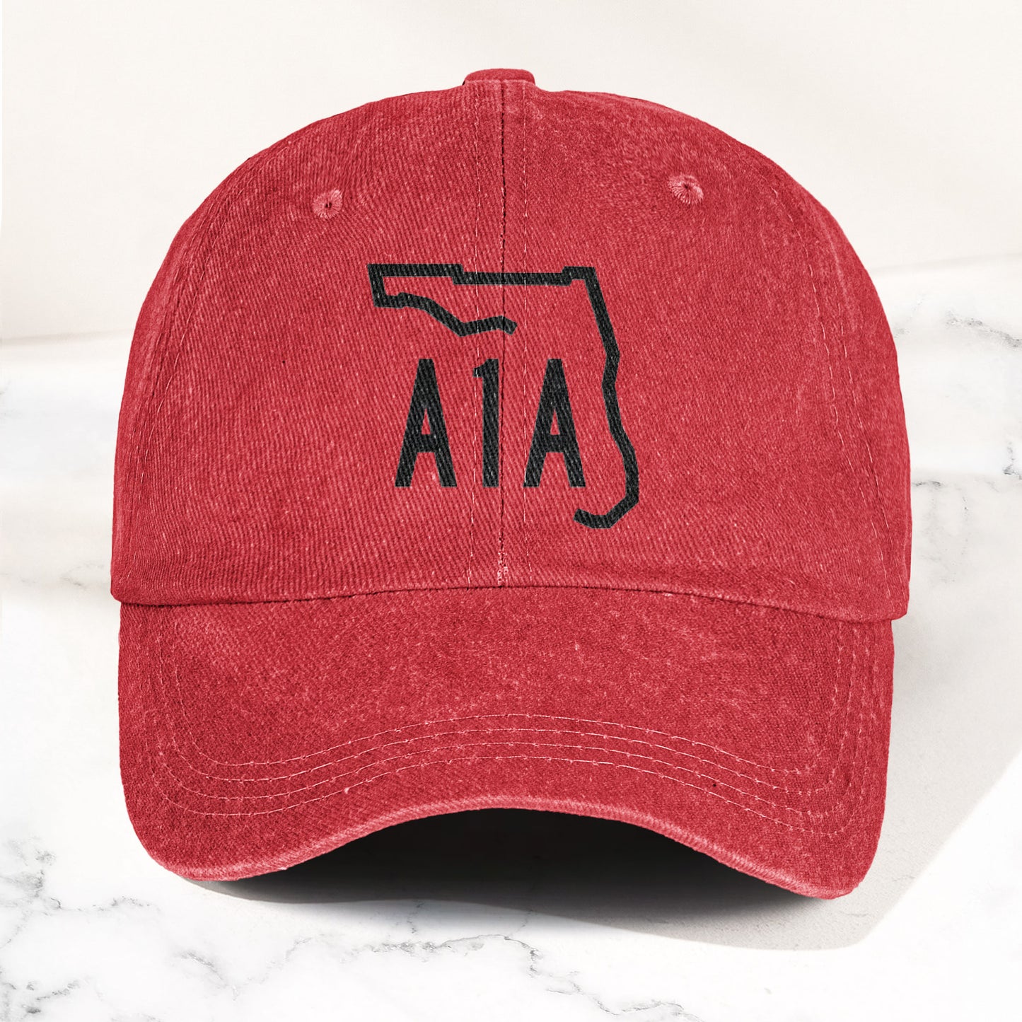 A1A Highway Sign Florida Denim Cap – Retro Jimmy Buffett Inspried Hat (With Box)