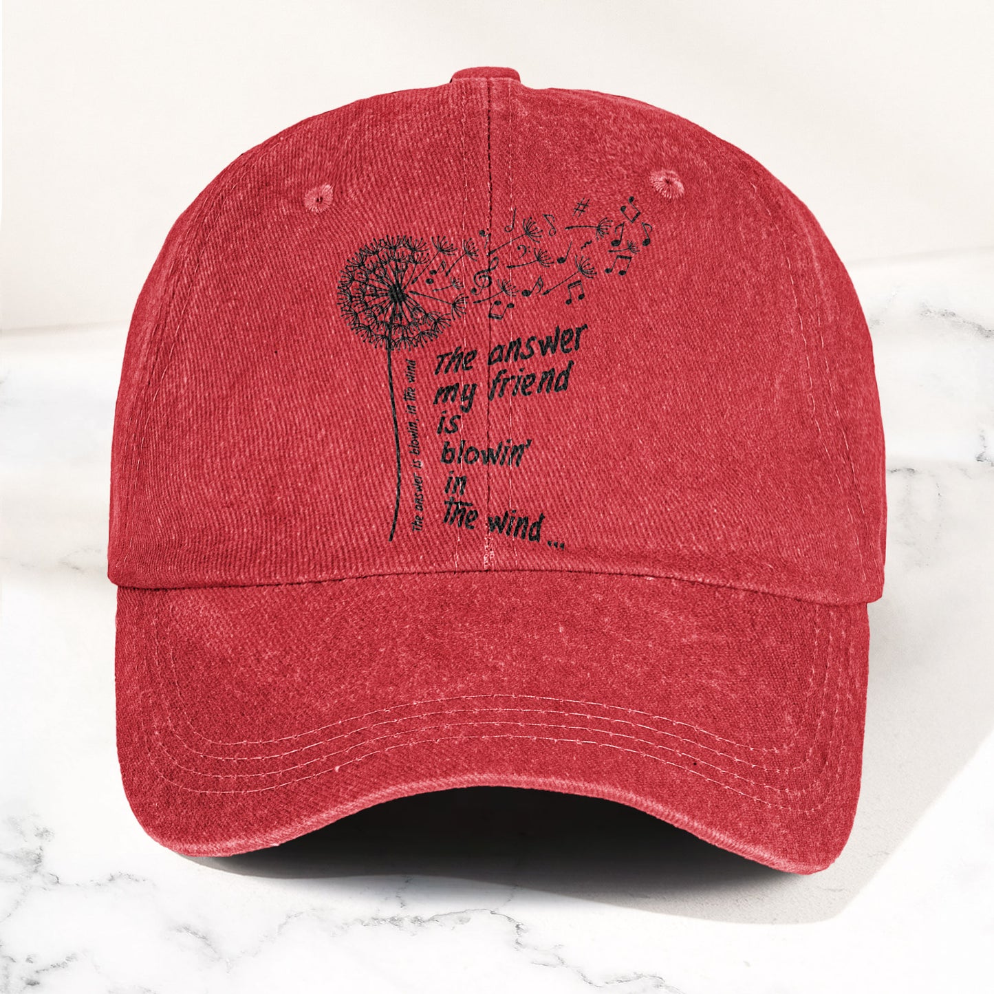 Bob Dylan Blowin In The Wind Dandelion Lyrics Folk Music Merch Denim Cap – Retro Vintage Dad Cap Gift For Dad (With Box)