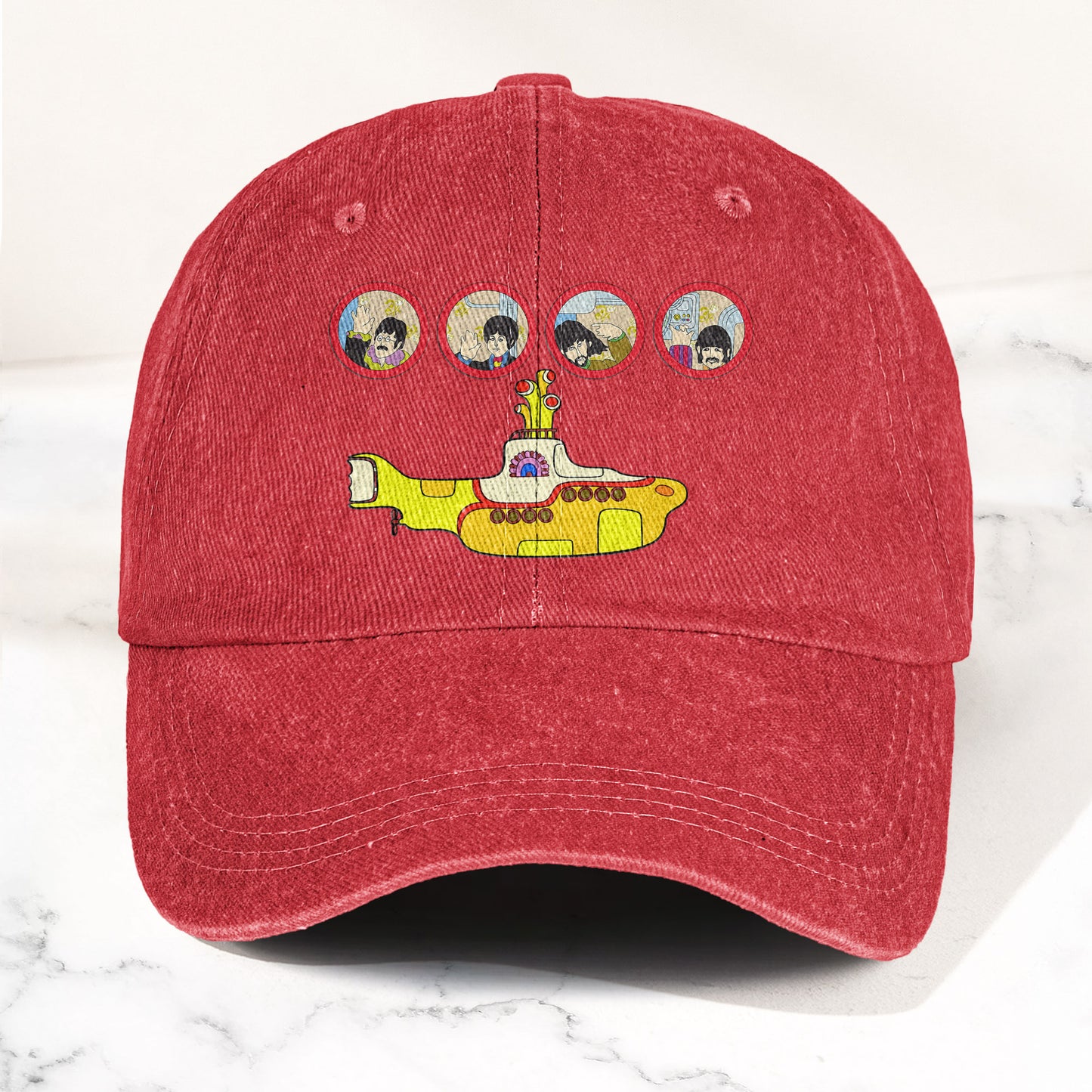 Yellow Submarine from The Beatles 1968 Cartoon Film Denim Cap – Retro Music Fan Concert Cap Gift For Dad (With Box)