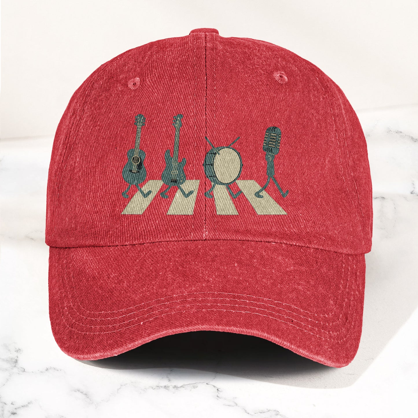 The Beatles Music Instruments Abbey Road Style Parody Vintage Denim Cap – Retro Music Band Cap Gift For Dad (With Box)