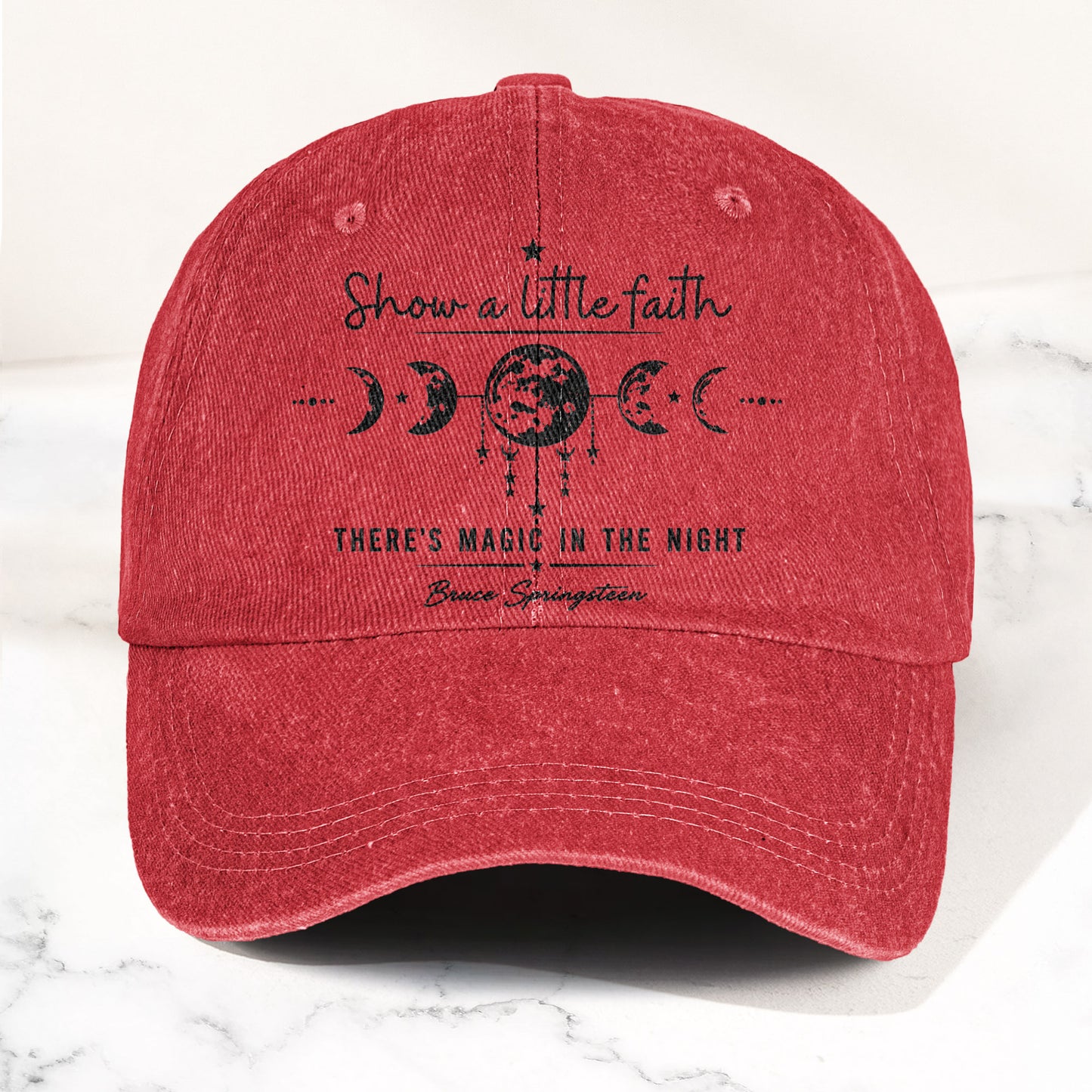 Bruce Springsteen Show a little faith, there's magic in the night Denim Cap – Retro Rock Music Fan Cap (With Box)