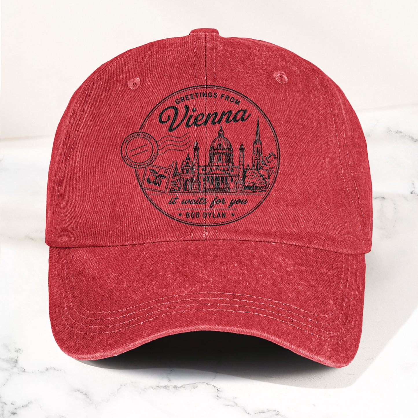 Bob Dylan Vienna It Waits For You Denim Cap – Retro Vintage Dad Cap Gift For Dad (With Box)