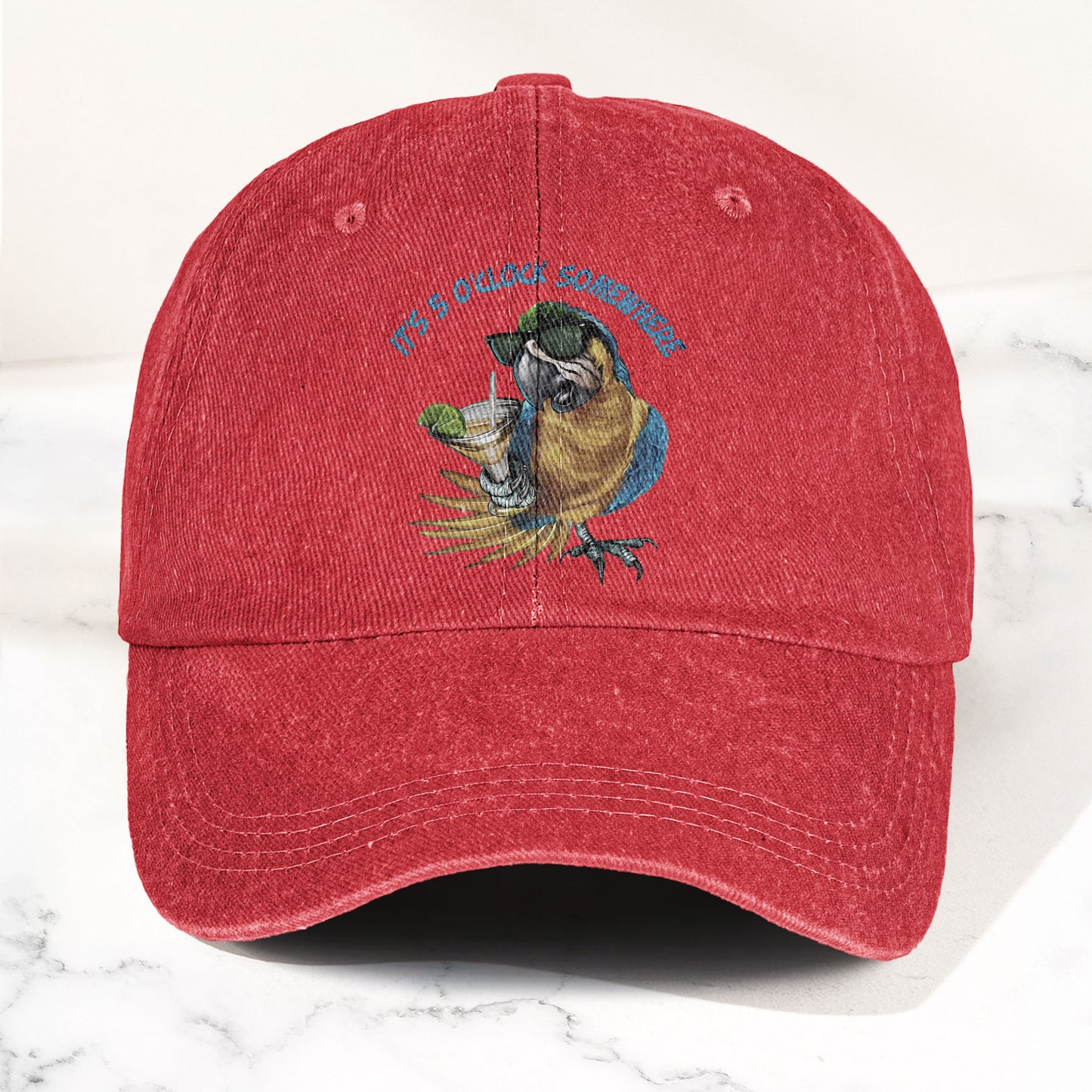 It's 5 O'Clock Somewhere Denim Cap – Retro Jimmy Buffett Tribute Dad Baseball Cap (With Box)