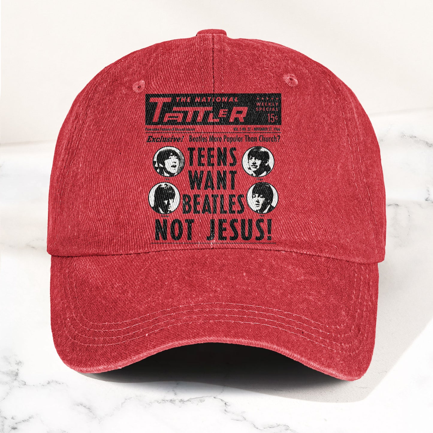 Teens Want Beatles Not Jesus Denim Cap – Retro Rock Music Fan Cap (With Box)