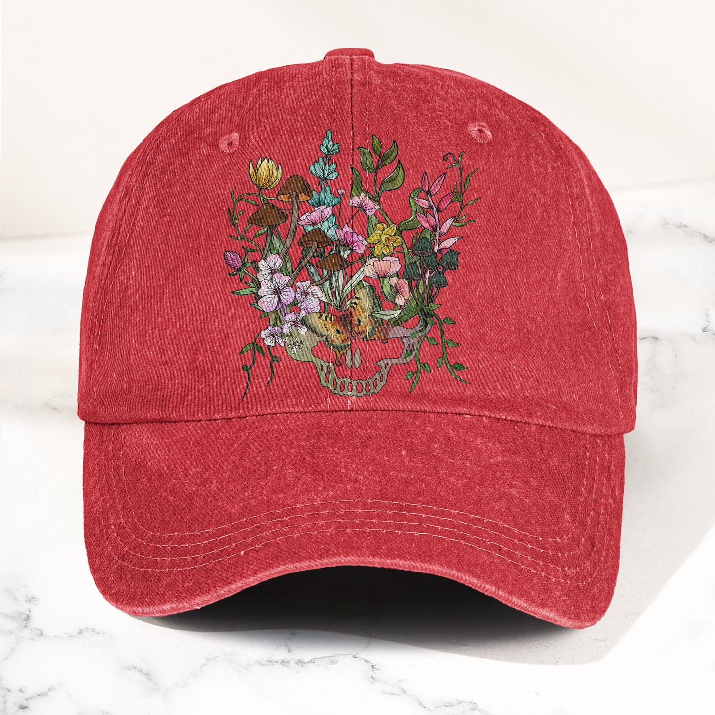 Grateful Dead Botanical Stealie Skull And Flower Denim Cap – Retro Vintage Dad Cap Gift For Dad (With Box)