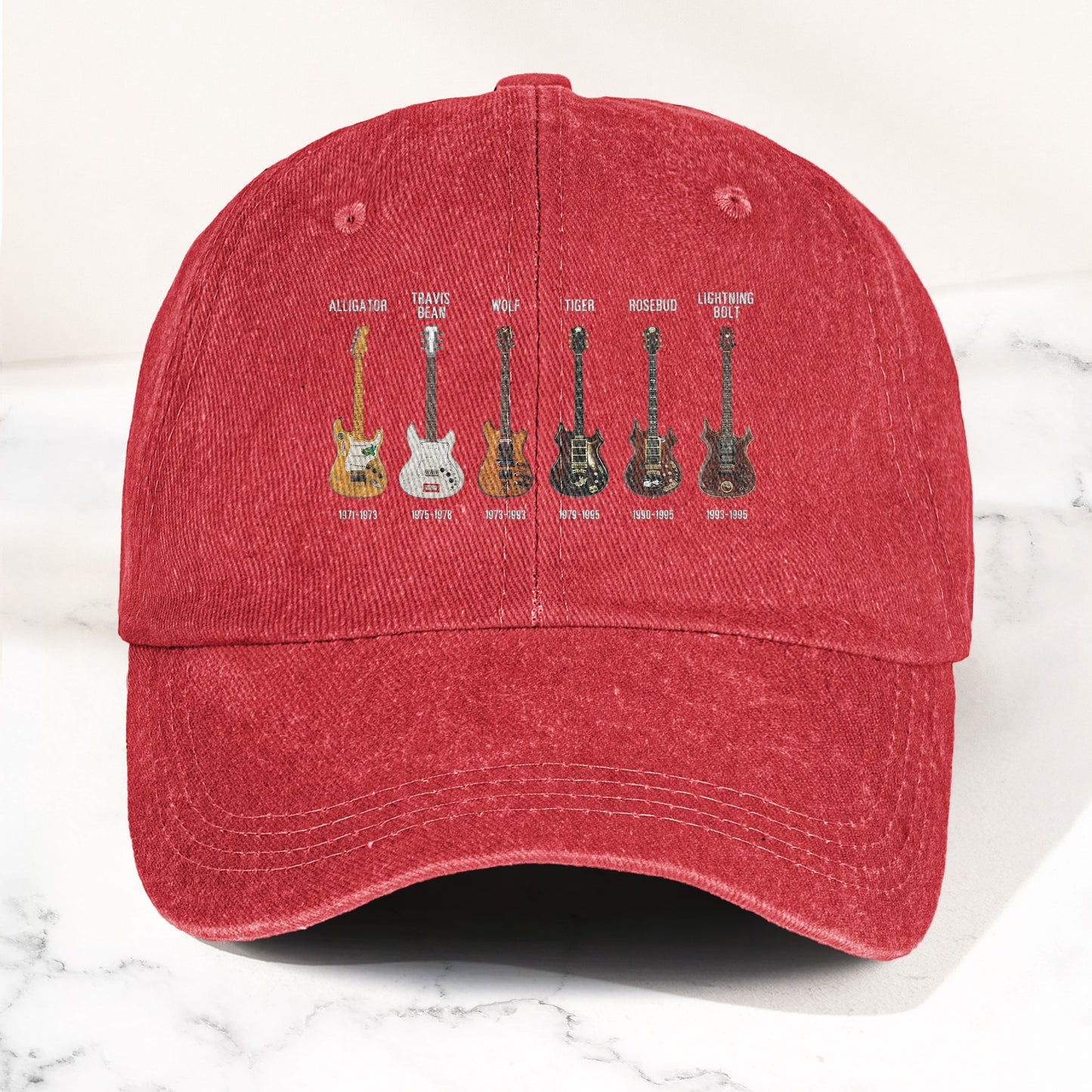 Jerry Garcia Famous Guitars Denim Cap – Vintage Music Grateful Dead Merch Gift for Dad (With Box)