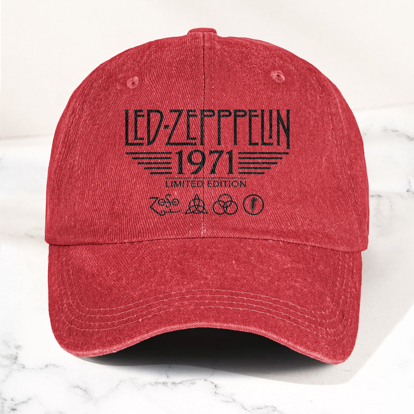 Led Zeppelin 1971 Four Symbols Denim Cap – Vintage Dad Cap Gift For Dad (With Box)