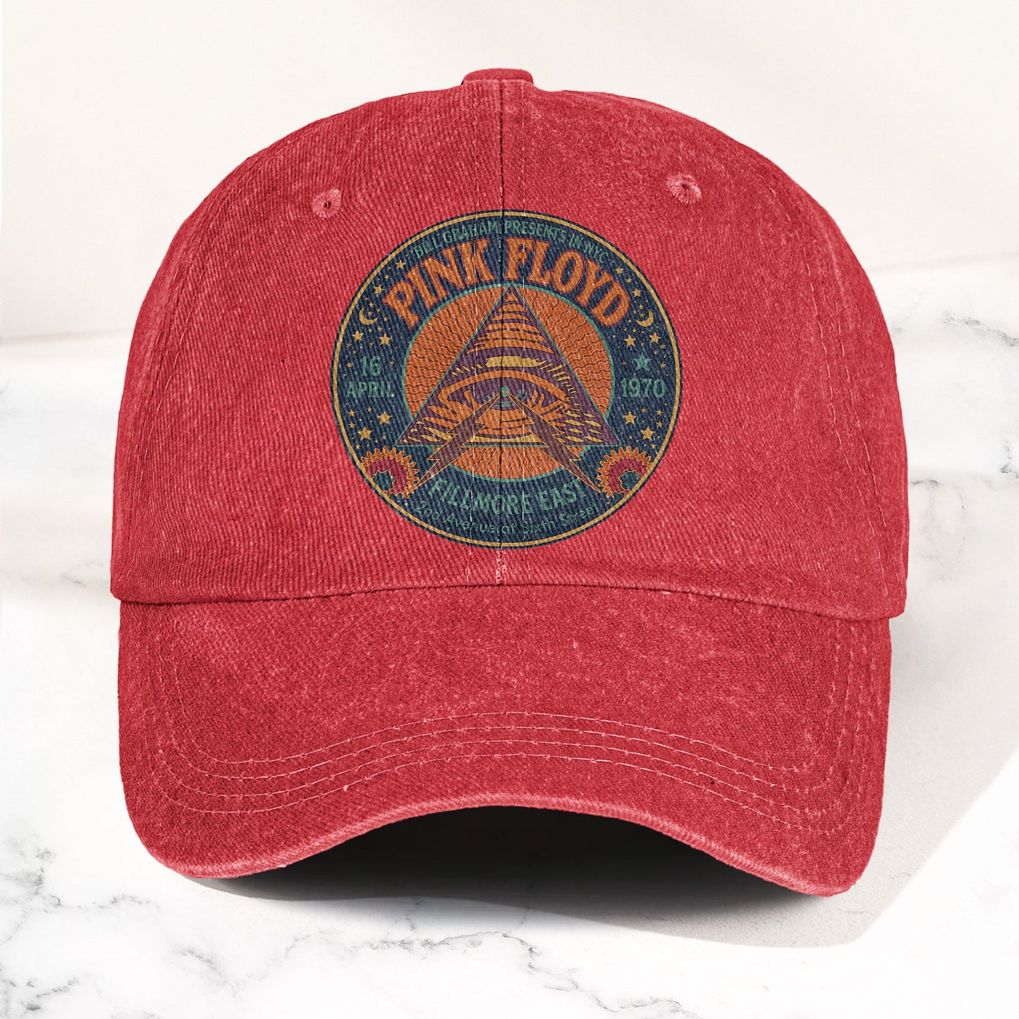 Pink Floyd 1979 Fillmore Poster Graphic Vintage Denim Cap – Retro Dad Cap (With Box)