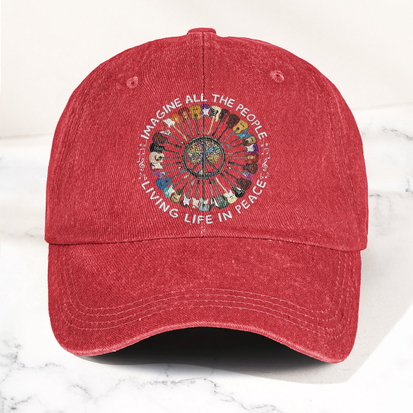 Imagine All The People Living Life In Peace Denim Cap – Retro Music John Lenon Cap Gift For Dad (With Box)