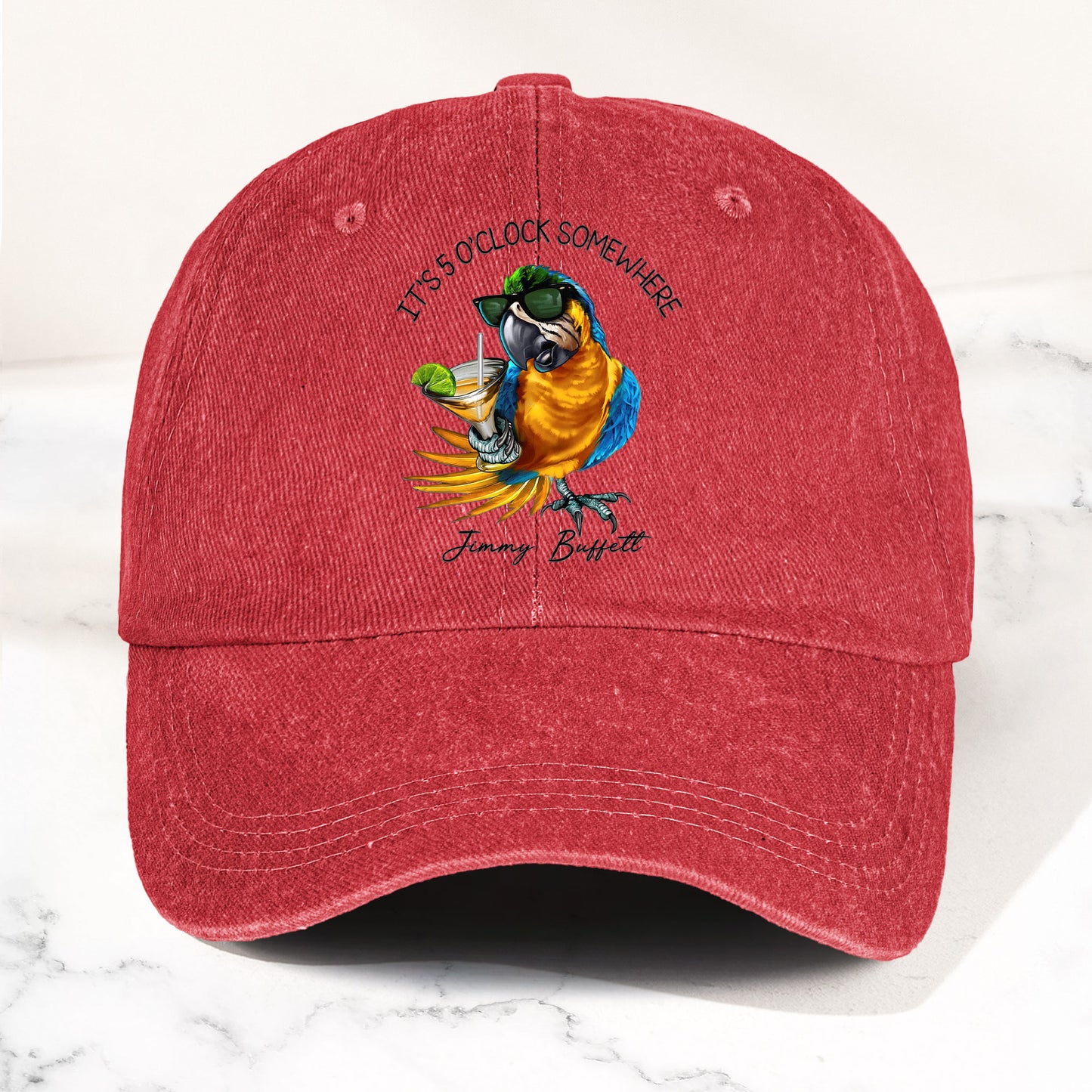 Jimmy Buffett "It's 5 O’Clock Somewhere" Denim Dad Cap – Vintage Tropical Hat