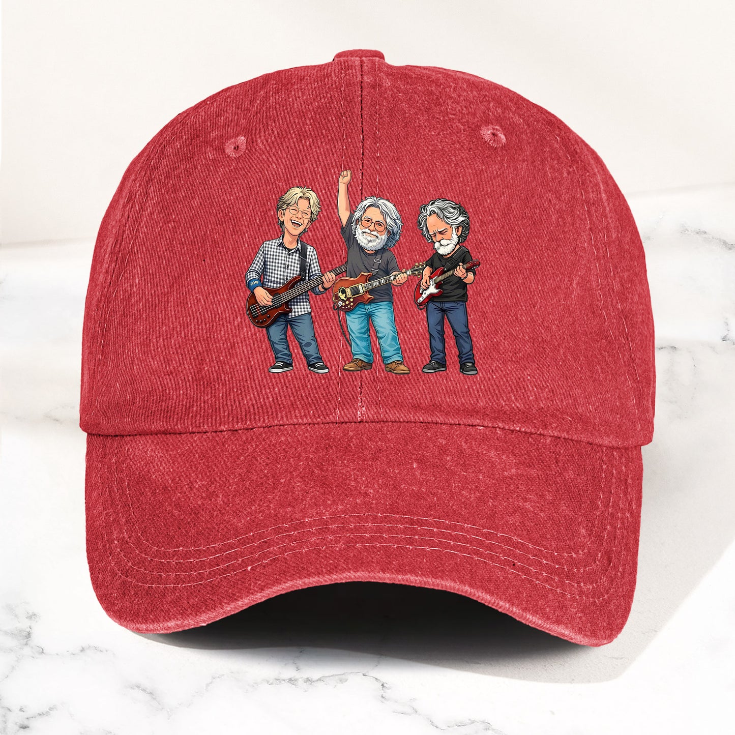 Grateful Dead Denim Dad Cap – Jerry Garcia Band Members Tribute Jam Band Hat (With BOX)