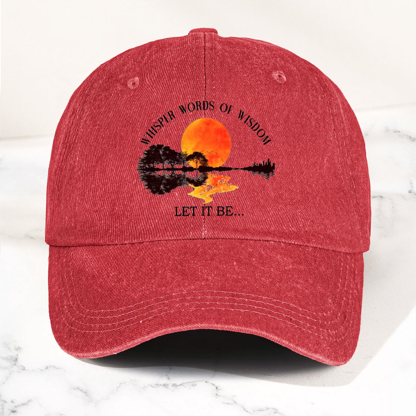 The Beatles Let It Be Whisper Words Of Wisdom Lyrics Graphic Denim Cap – Retro Rock Music Fan Cap (With Box)