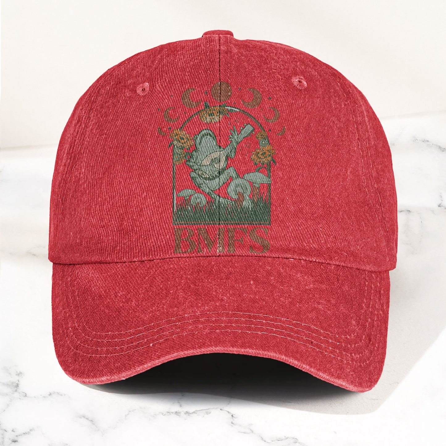 Billy Strings BMFS Frog Mandolin Sunflowers Moon Phase Vintage Graphic Denim Cap – Retro Vintage Dad Cap Gift For Dad (With Box)