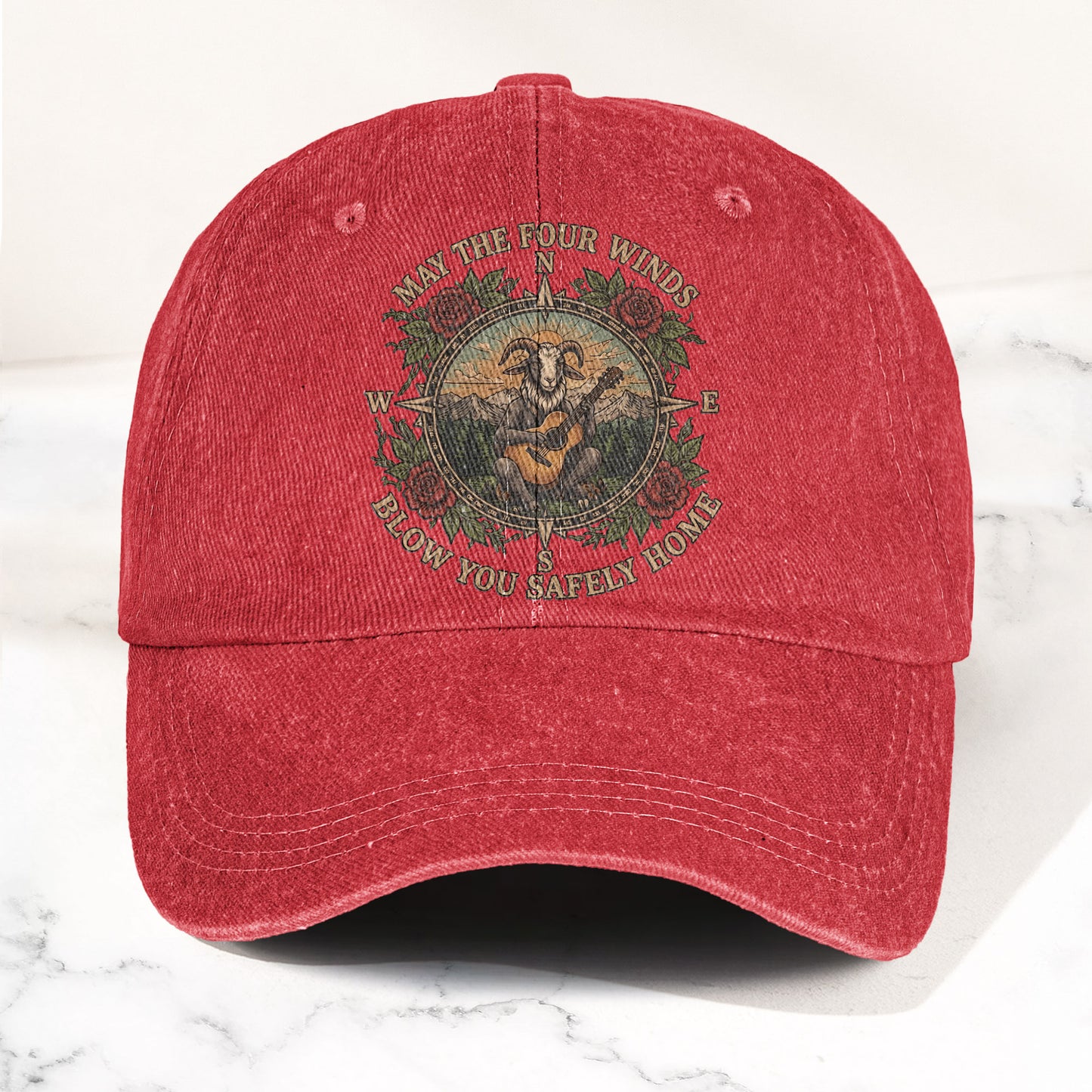 Grateful Dead Franklin's Tower May The Four Winds Blow You Safely Home Goat Lyrics Denim Cap – Retro Vintage Dad Cap Gift For Dad (With Box)