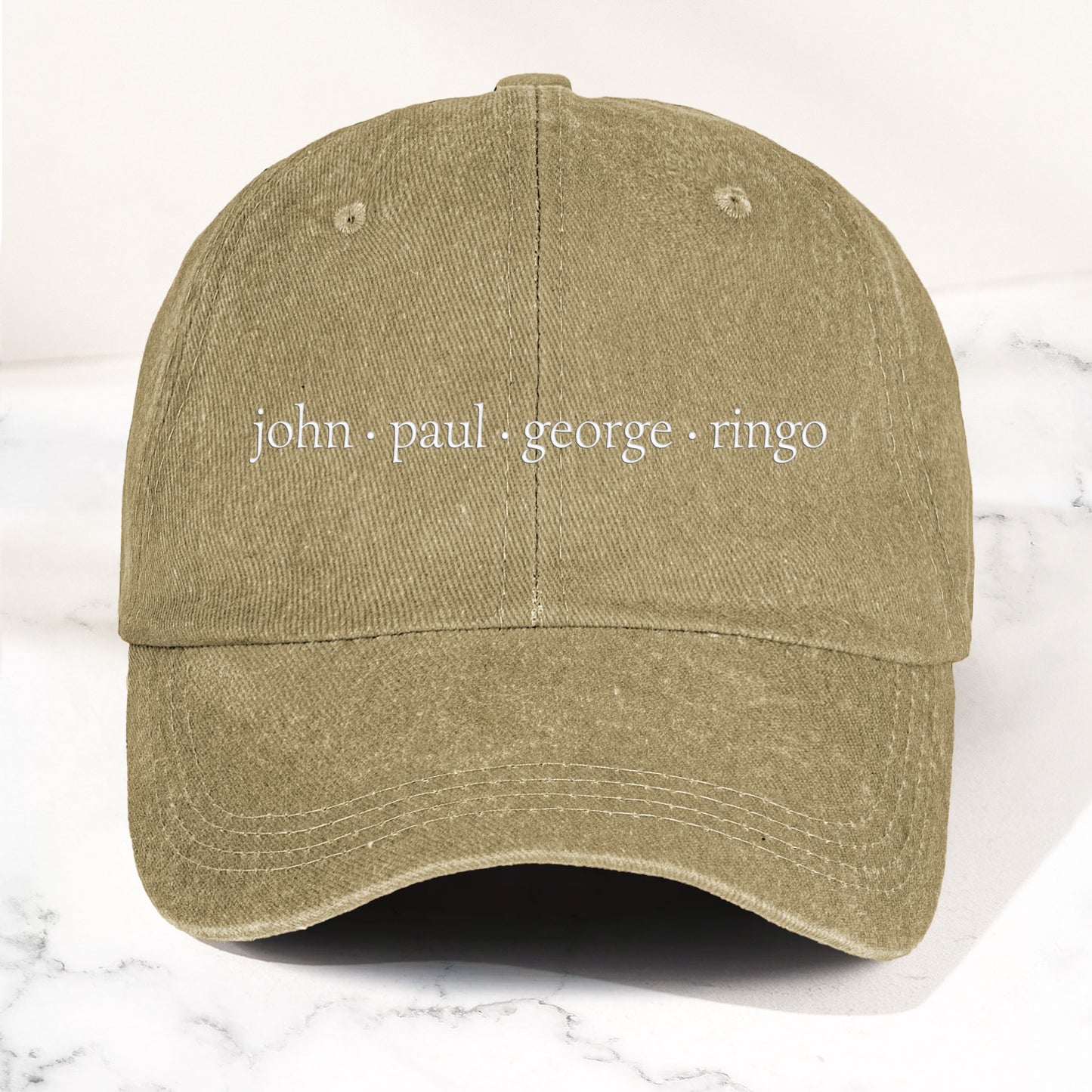 John Paul George Ringo Denim Cap – Minimalist Beatles Dad Hat Gift ( With Box)