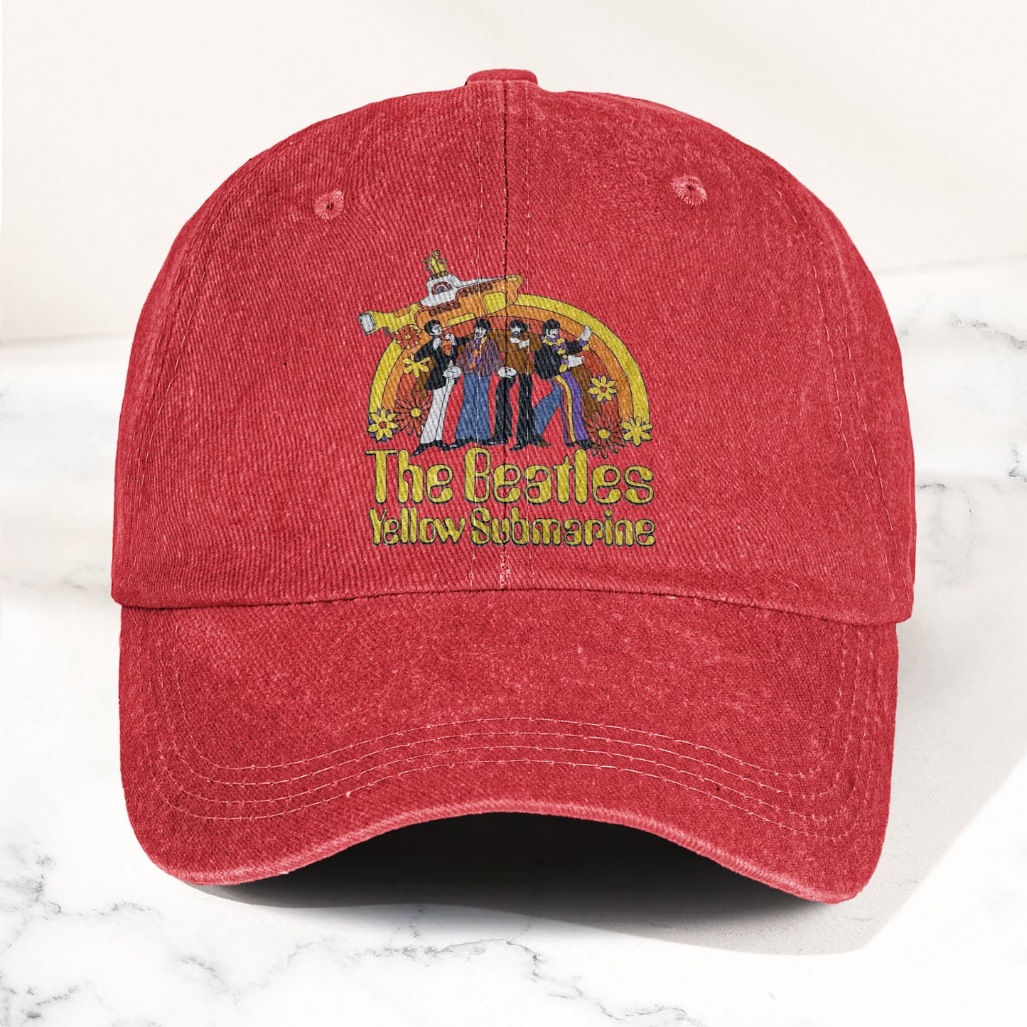 The Beatles Yellow Submarine Denim Dad Cap – Iconic Album Design ( With BOX)