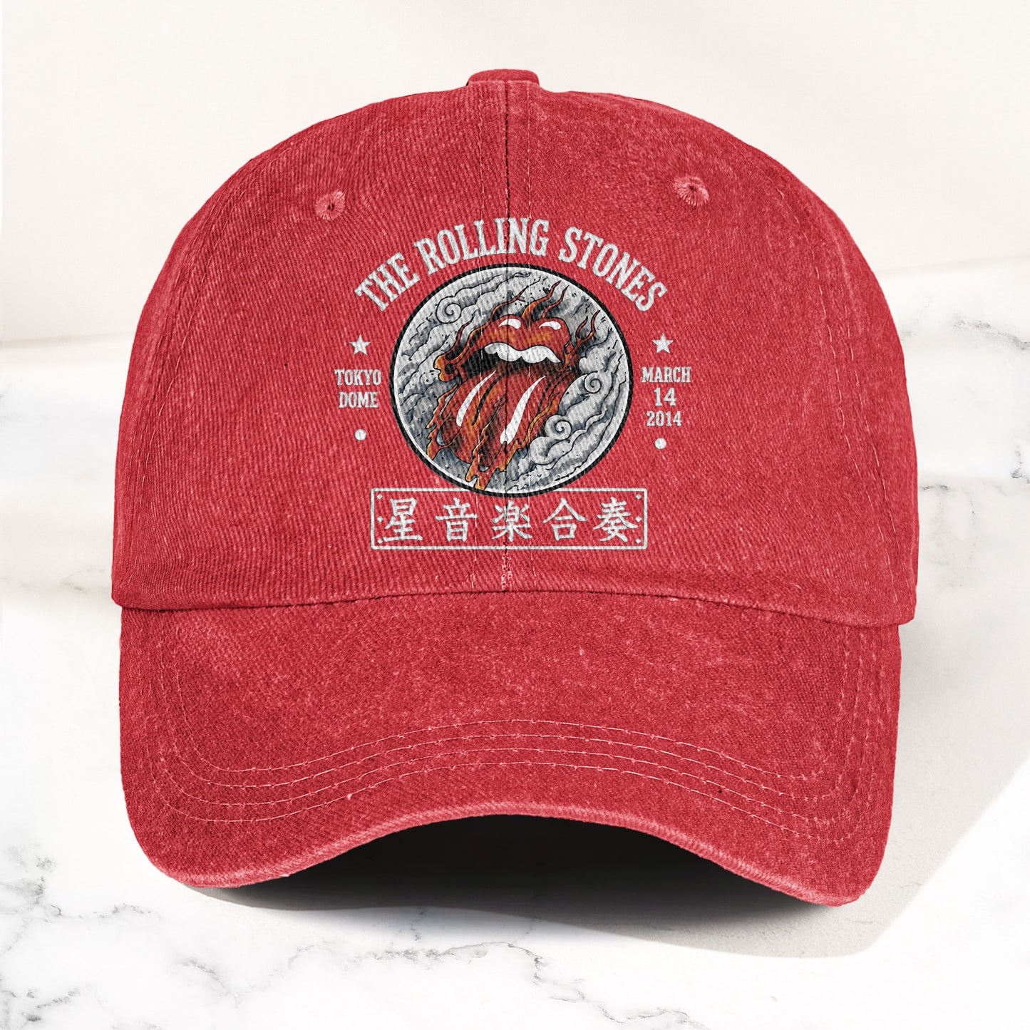 The Rolling Stones 2014 Tokyo Dome Concert Vintage Denim Cap – Retro Dad Cap (With Box)