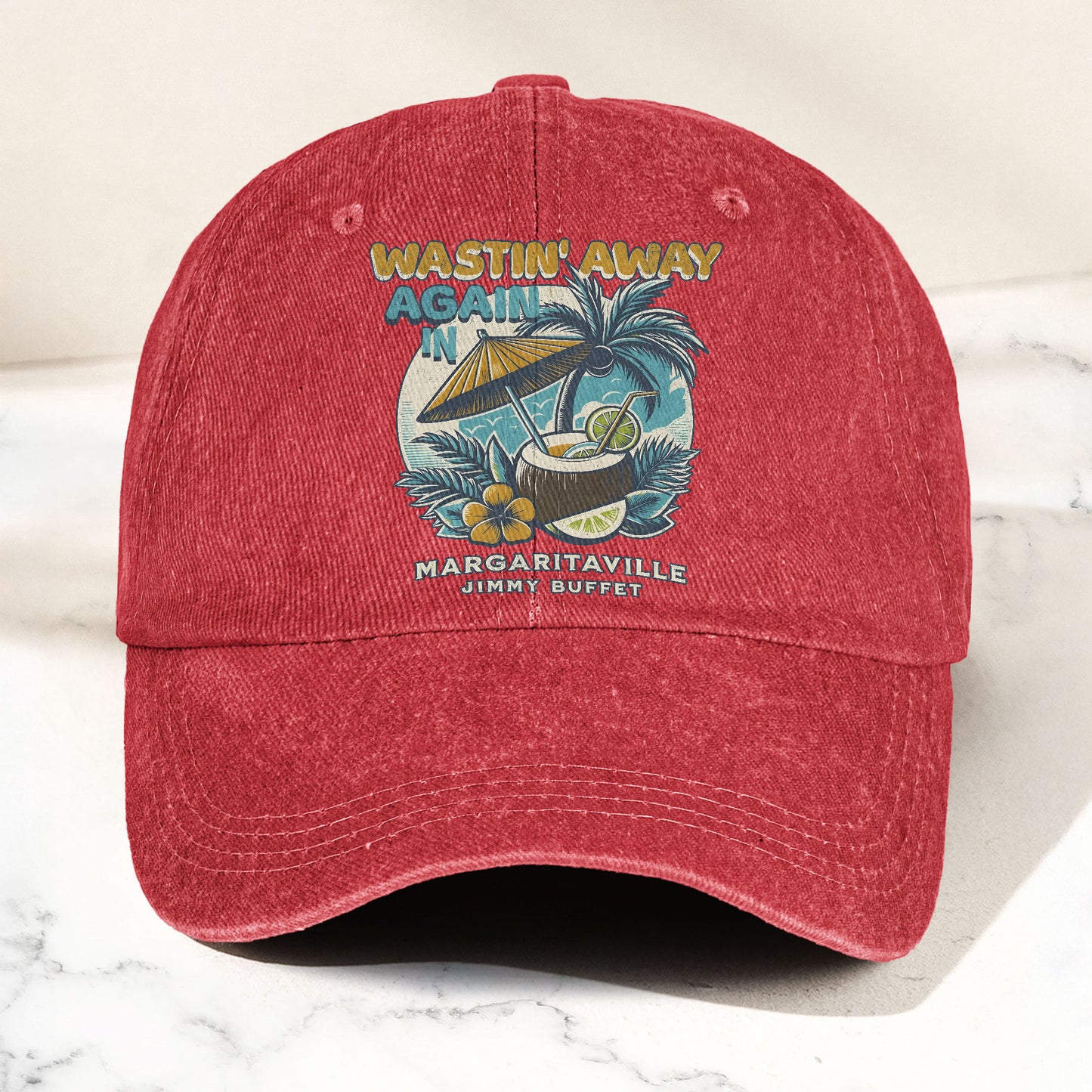 Margaritaville Denim Cap – Retro Jimmy Buffett Inspired Dad Hat (With Box)