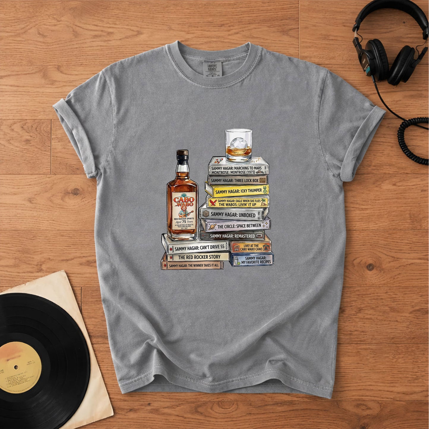 Sammy Hagar Cassette Album Collection T-Shirt – Retro Rock Music Merch Tee